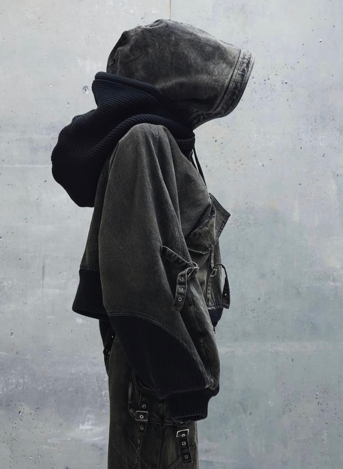 [L] 노페이스 스튜디오 카고 봄버 데님 자켓 블랙 상품이미지3