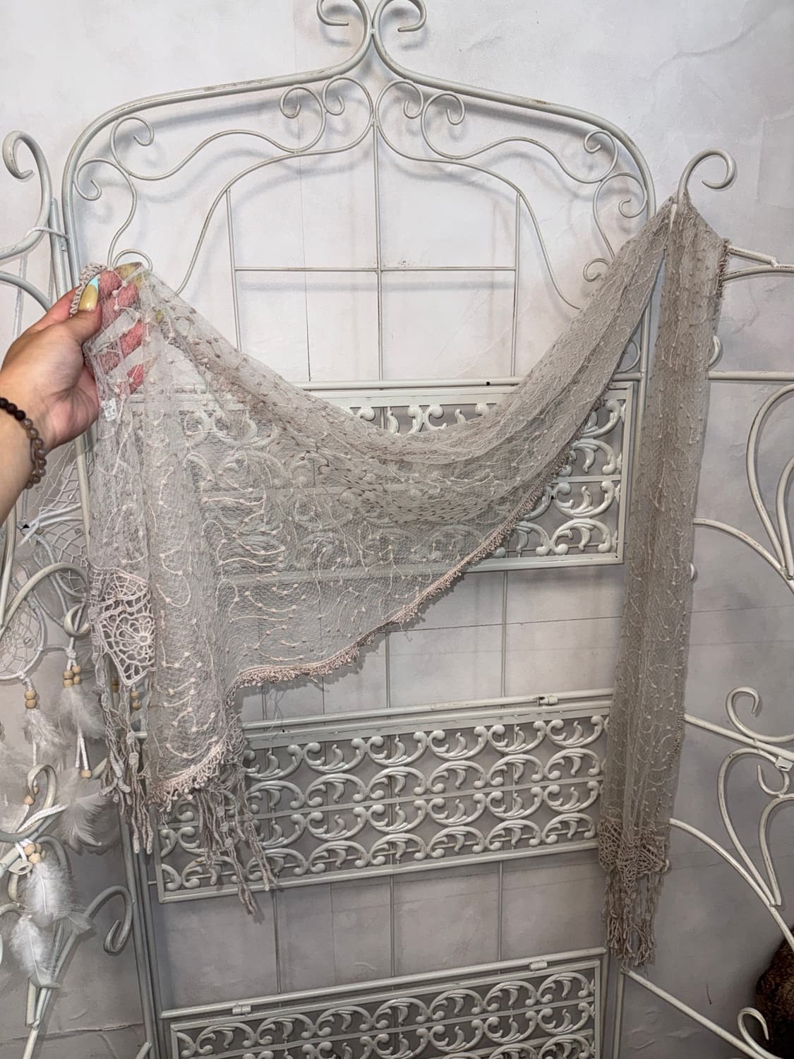 Ash pink crochet lace scarf 상품이미지2