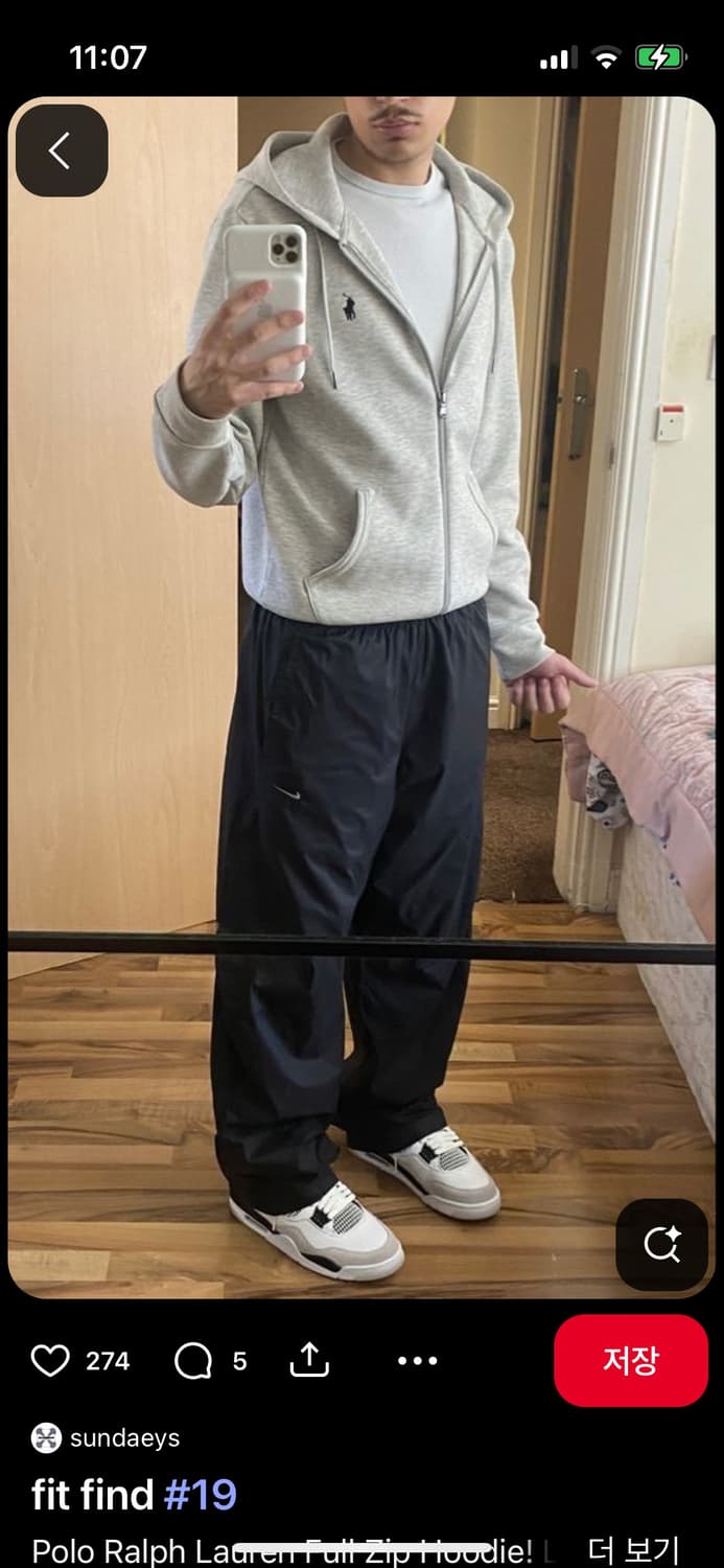 폴로 랄프로렌 회색 후드집업 L/G 상품이미지7