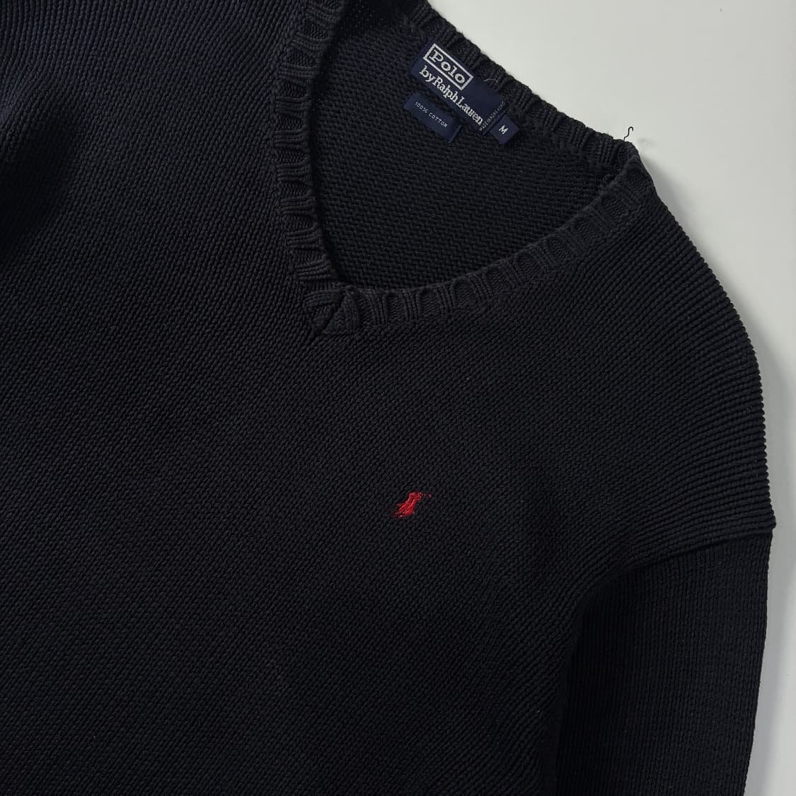 Polo  폴로 랄프로렌 자수 코튼 네이비 브이넥 니트  상품이미지3