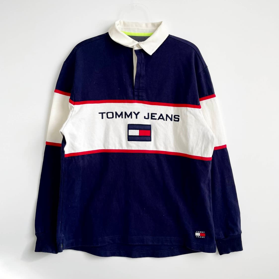 F1 90s 타미힐피거 진스 플래그 로고 폴로셔츠 L-XL사이즈 상품이미지1