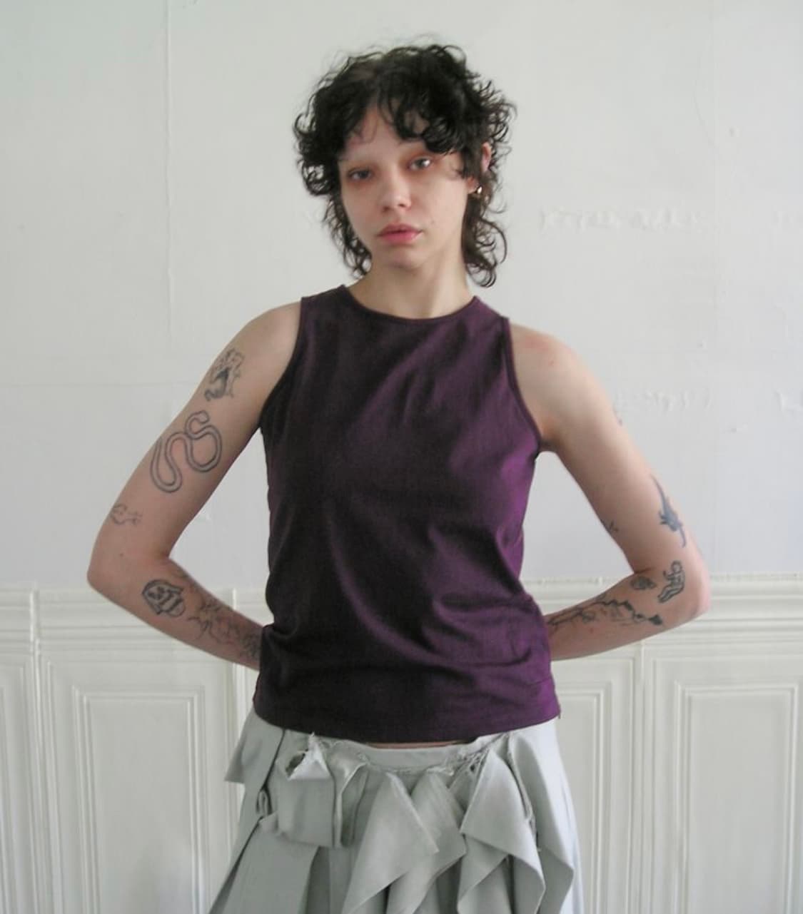 에옹쓰 Side Zipper Cotton Top(Purple) 상품이미지1