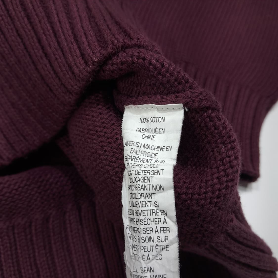 CL074 엘엘빈 코튼 레더풀러 버건디 하프집업 니트 스웨터 상품이미지6