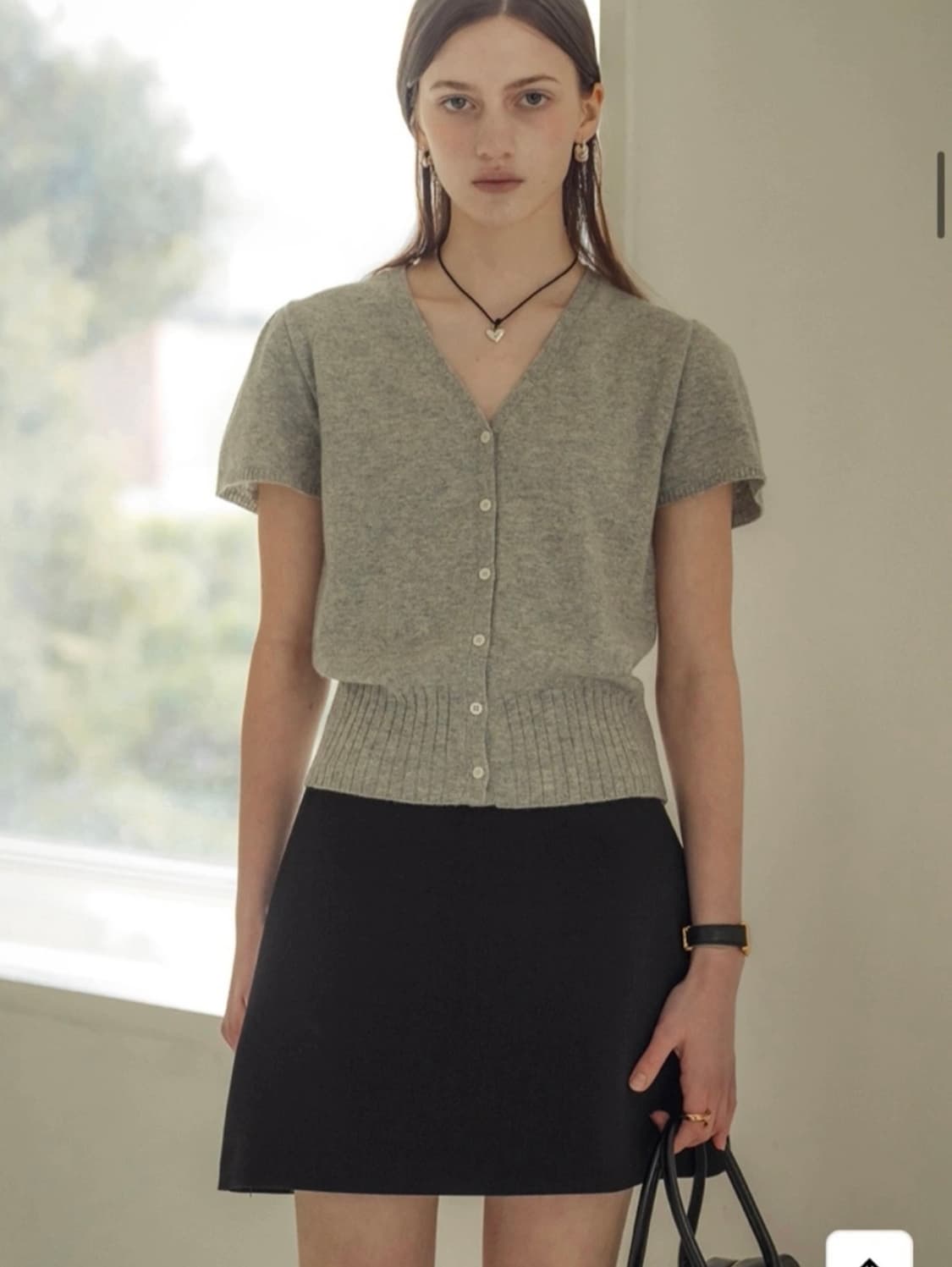 틸아이다이 소프트 울 하프 슬리브 가디건 그레이 상품이미지1