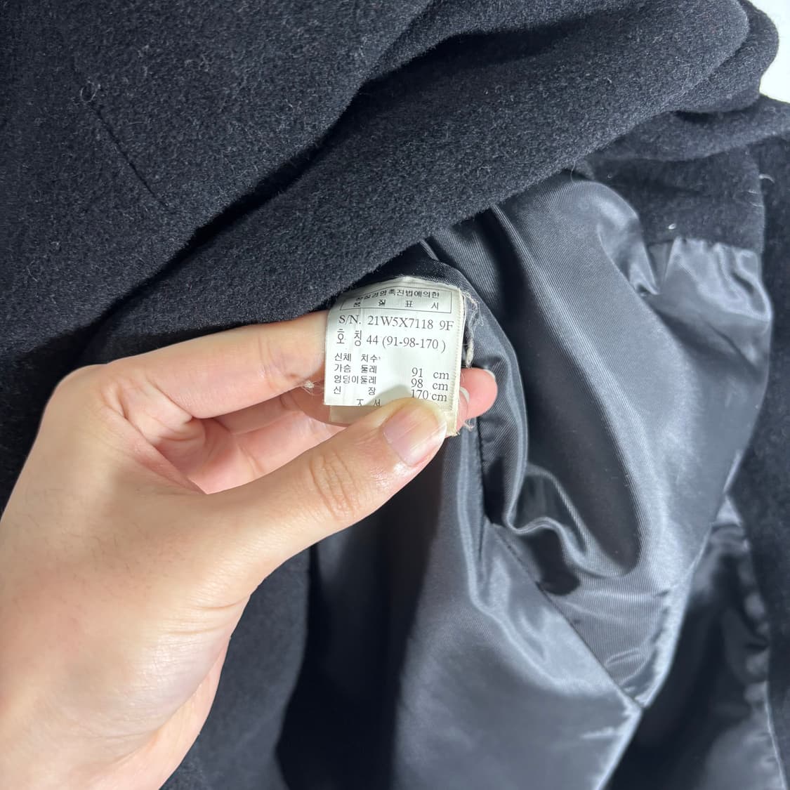 우먼M 유나이티드 베네통 블랙 울 싱글롱코트 상품이미지5