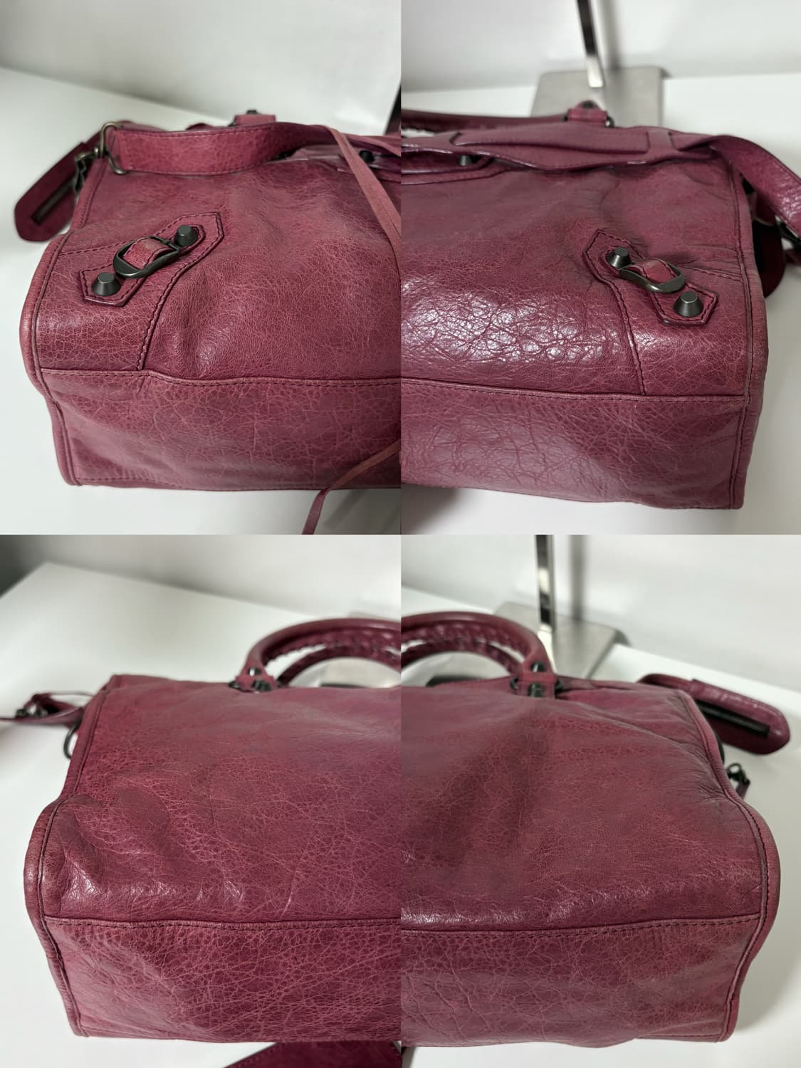 발렌시아가 시티 모터백 미디움 버건디 상품이미지7