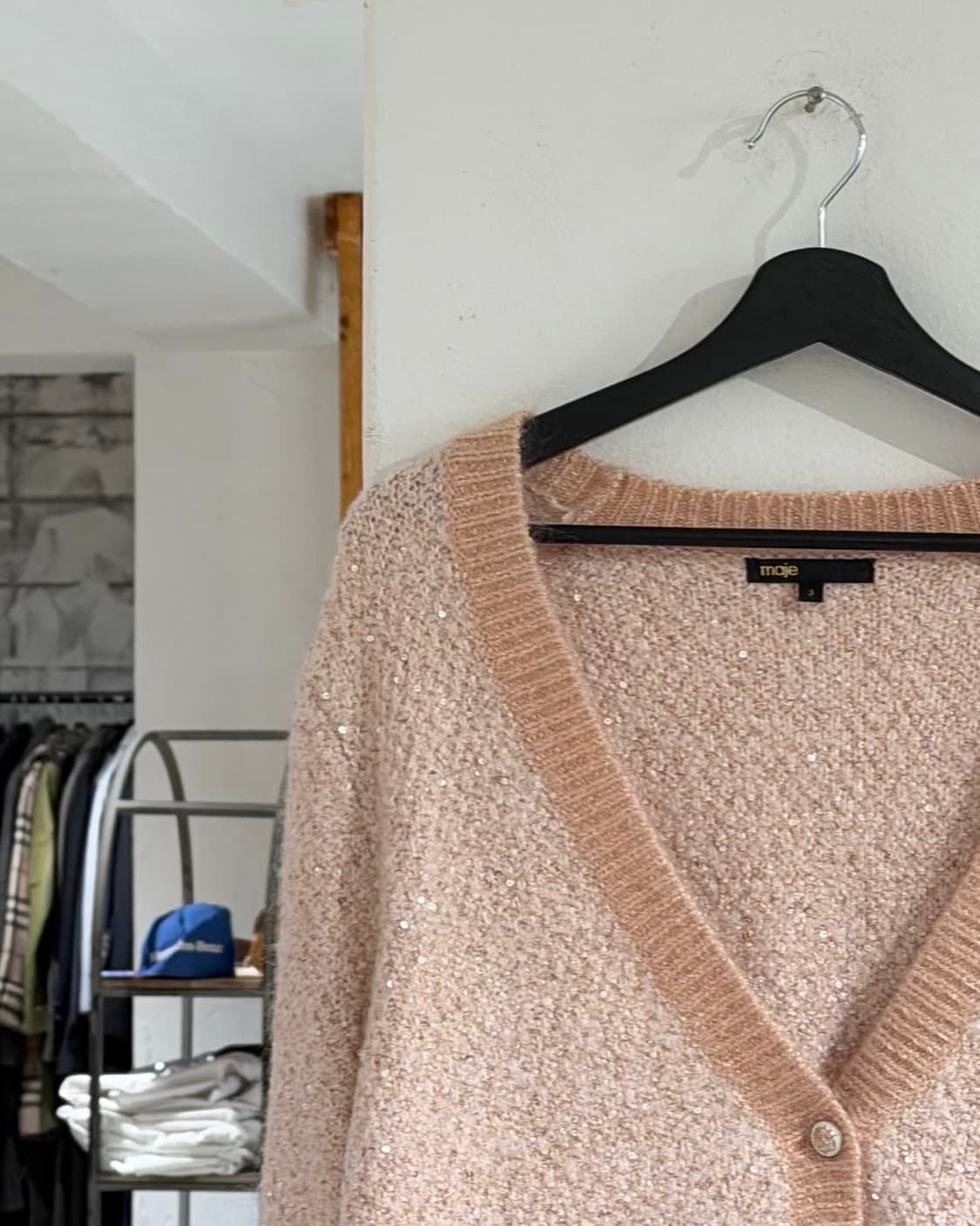 마쥬 핑크 스팽글 브이넥 가디건 상품이미지2