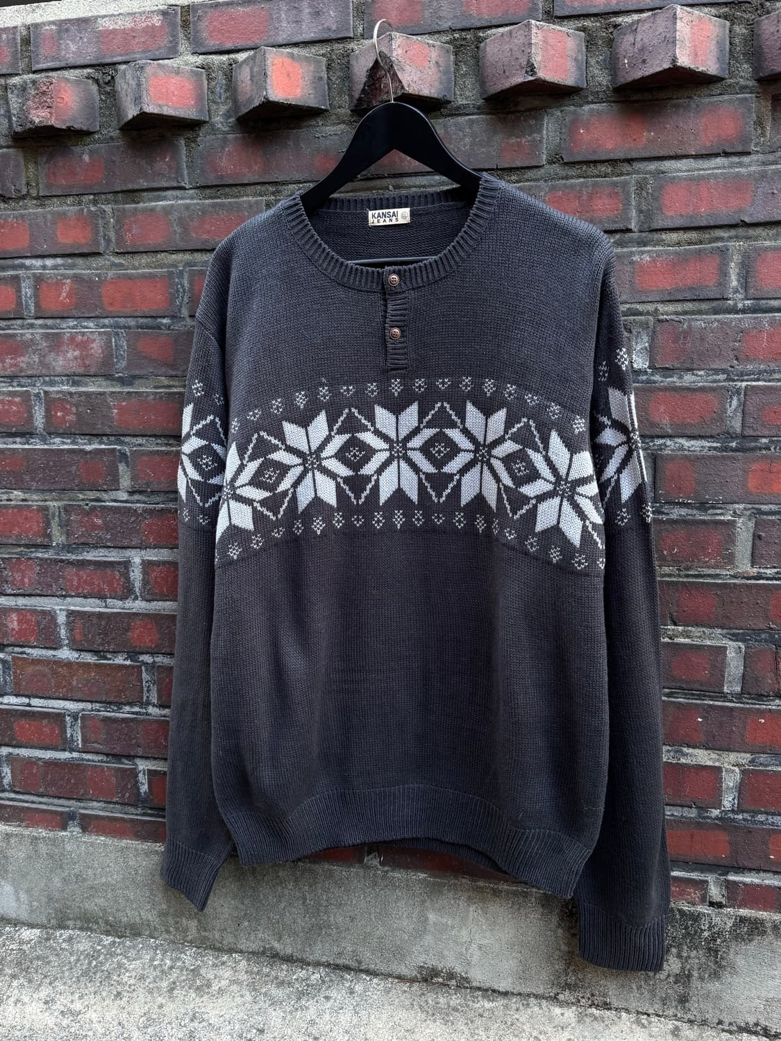 간사이 야마모토 진스 헨리넥 노르딕 니트  상품이미지1