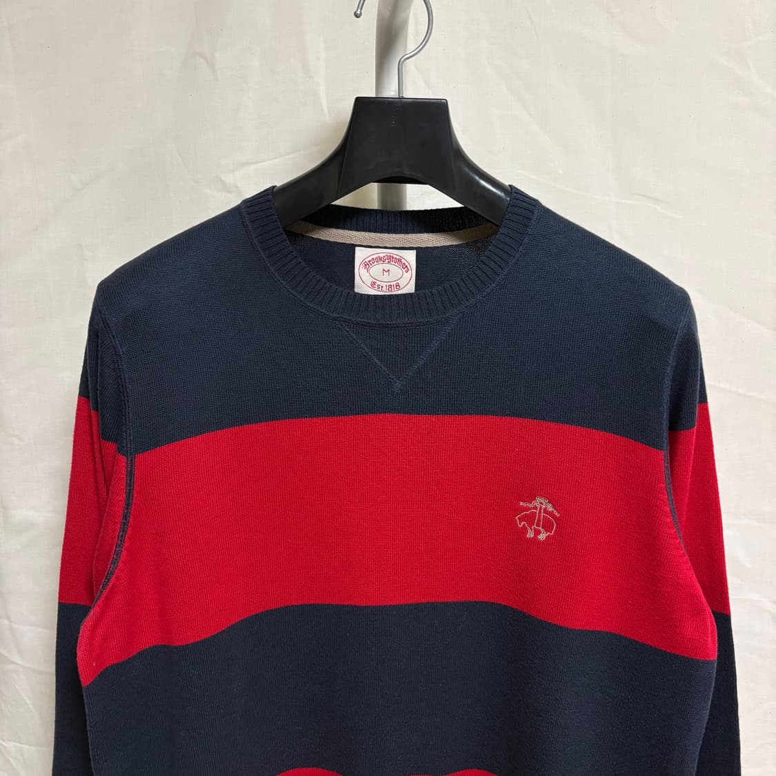 브룩스브라더스 라운드 보더 럭비니트 / 레드-네이비, M 상품이미지2