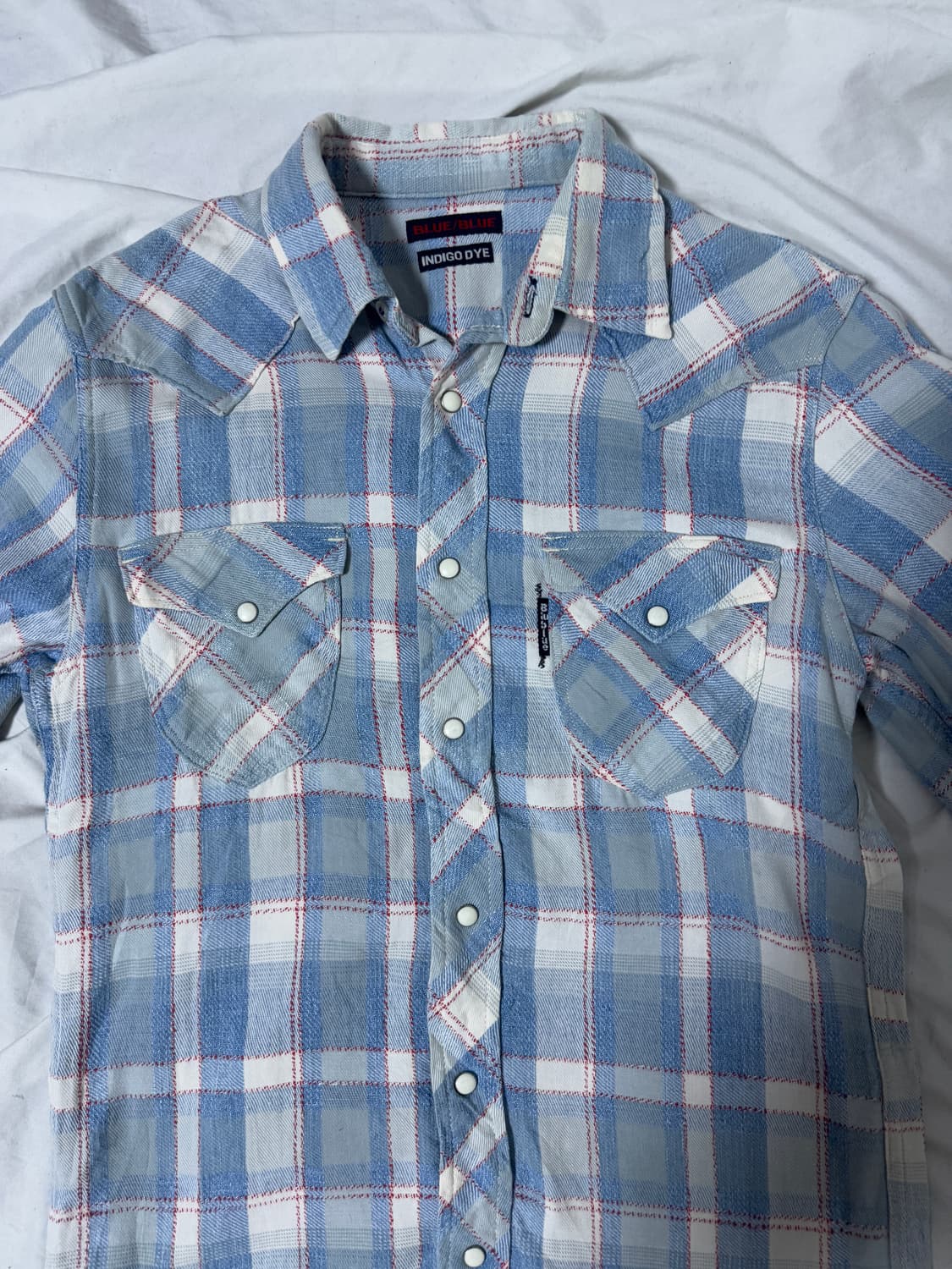 블루 블루 인디고 다이 체크 웨스턴 셔츠 상품이미지3
