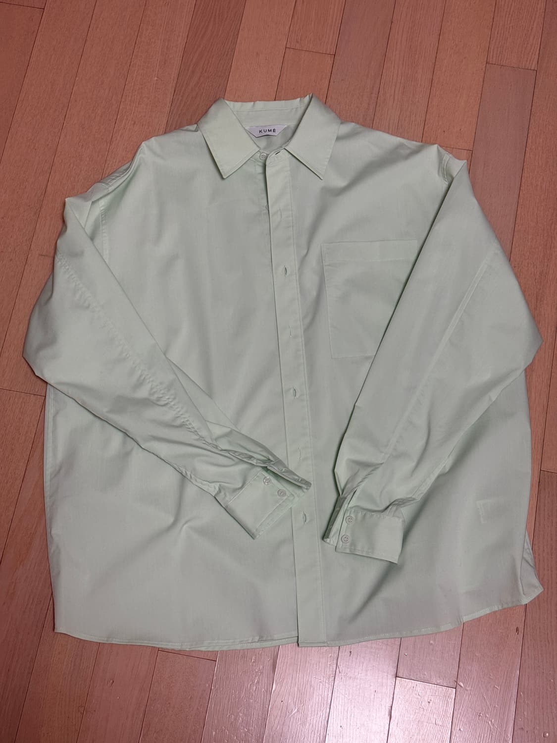 KUME 쿠메 / 윙클 프리 오버핏 셔츠 / 라임 상품이미지4