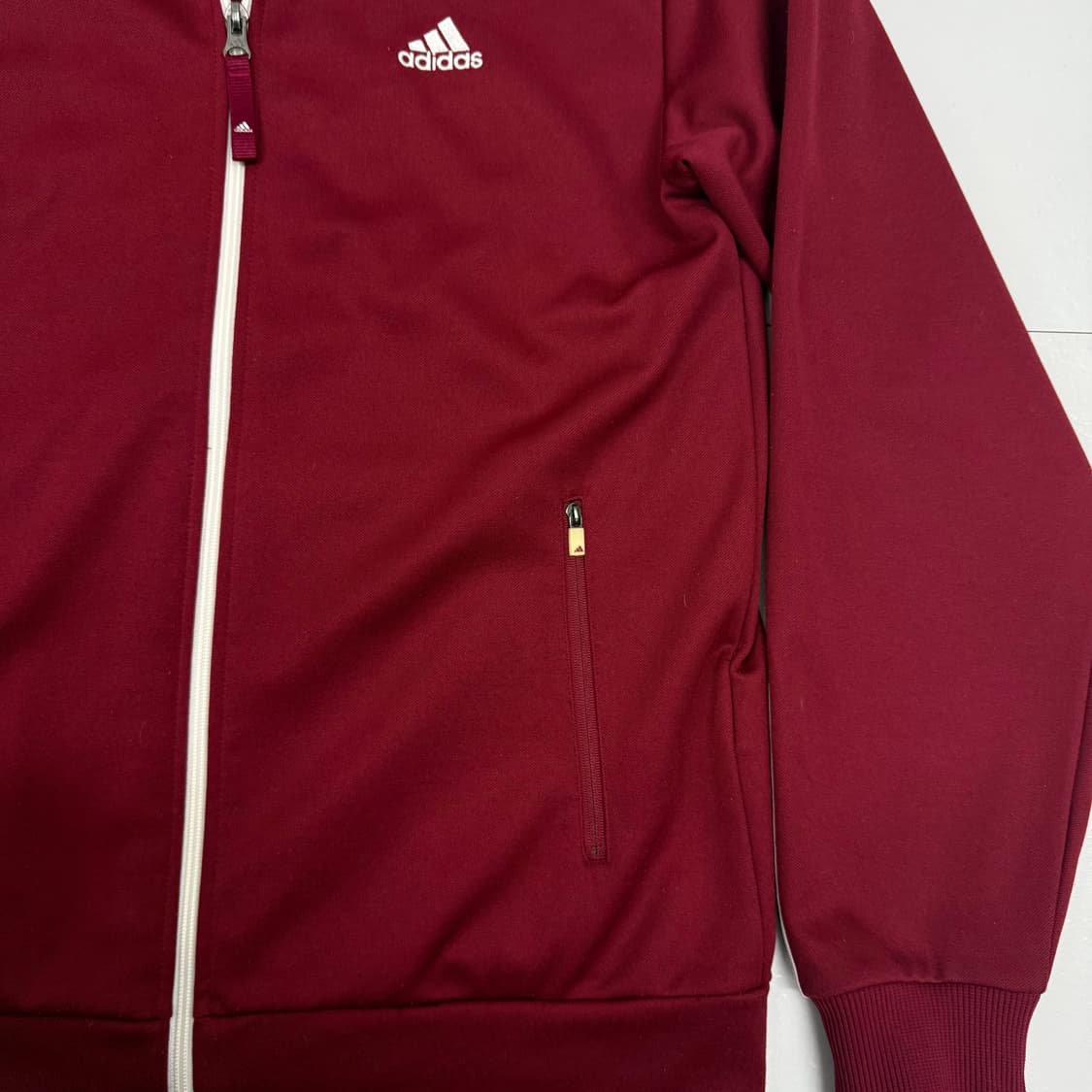 (100)아디다스 져지 삼선 니트 버건디 트랙탑 상품이미지4