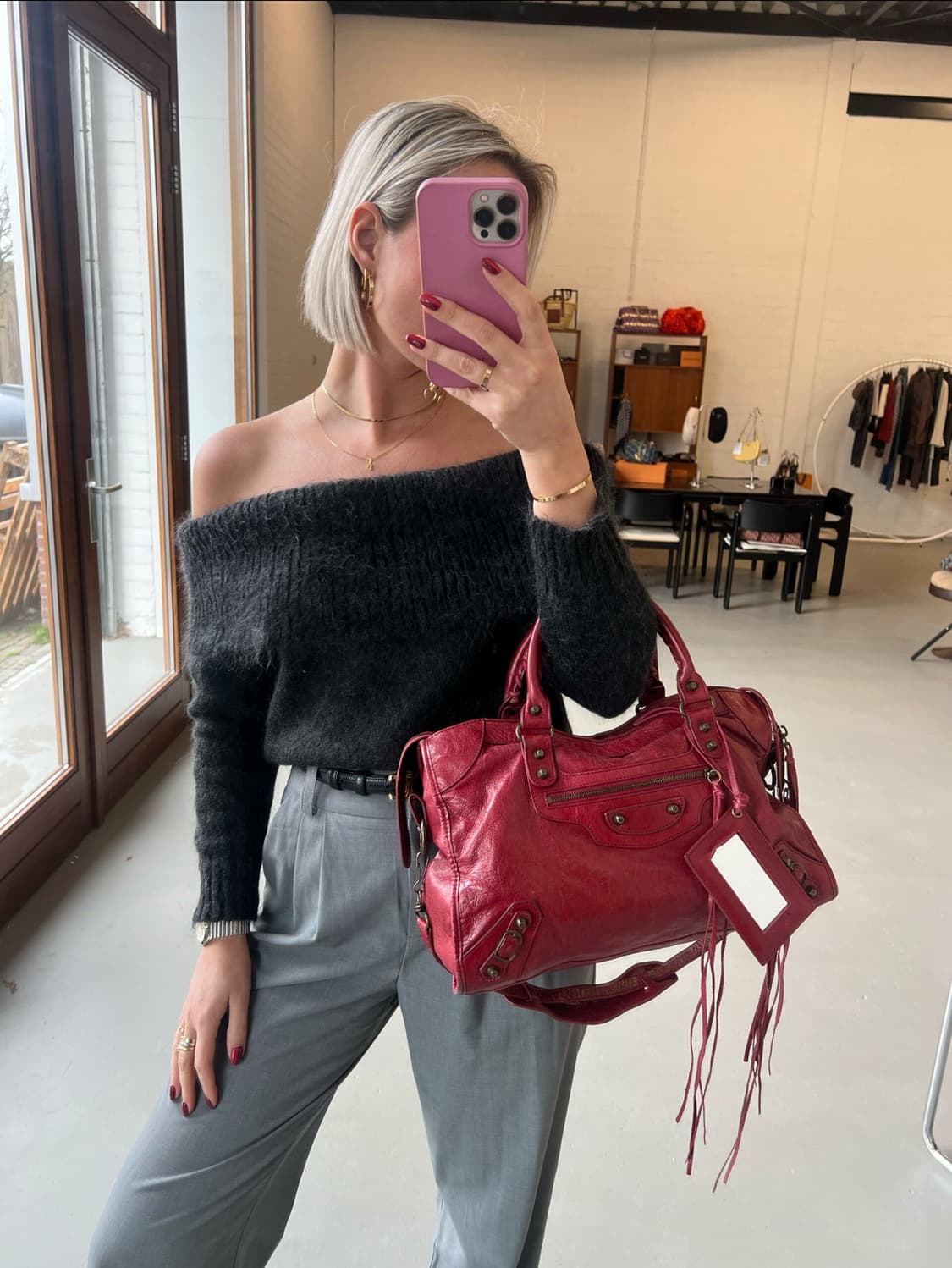 발렌시아가 클래식 모터백 레드 상품이미지6