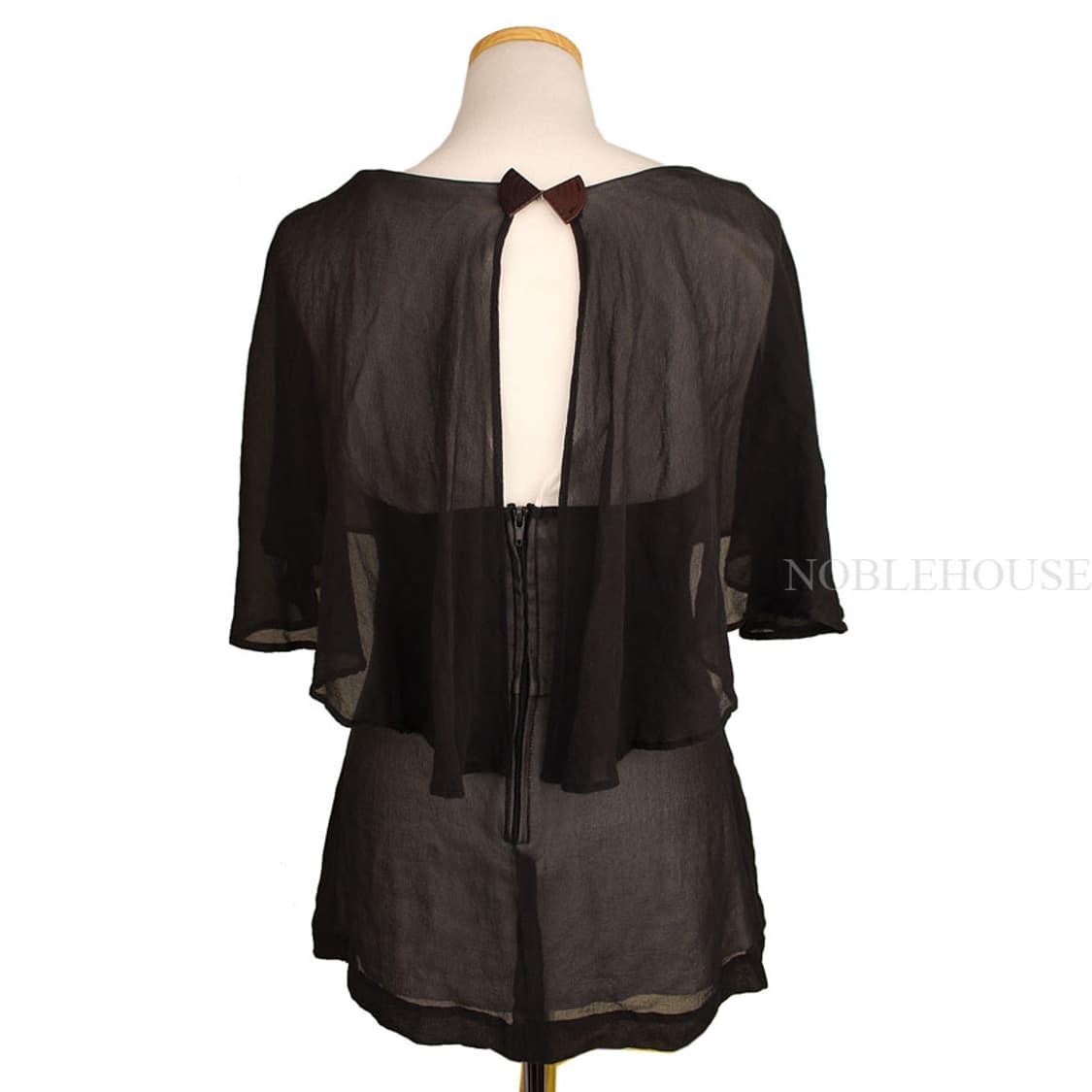 씨바이끌로에 블랙 실크 이중 블라우스(38) 상품이미지3