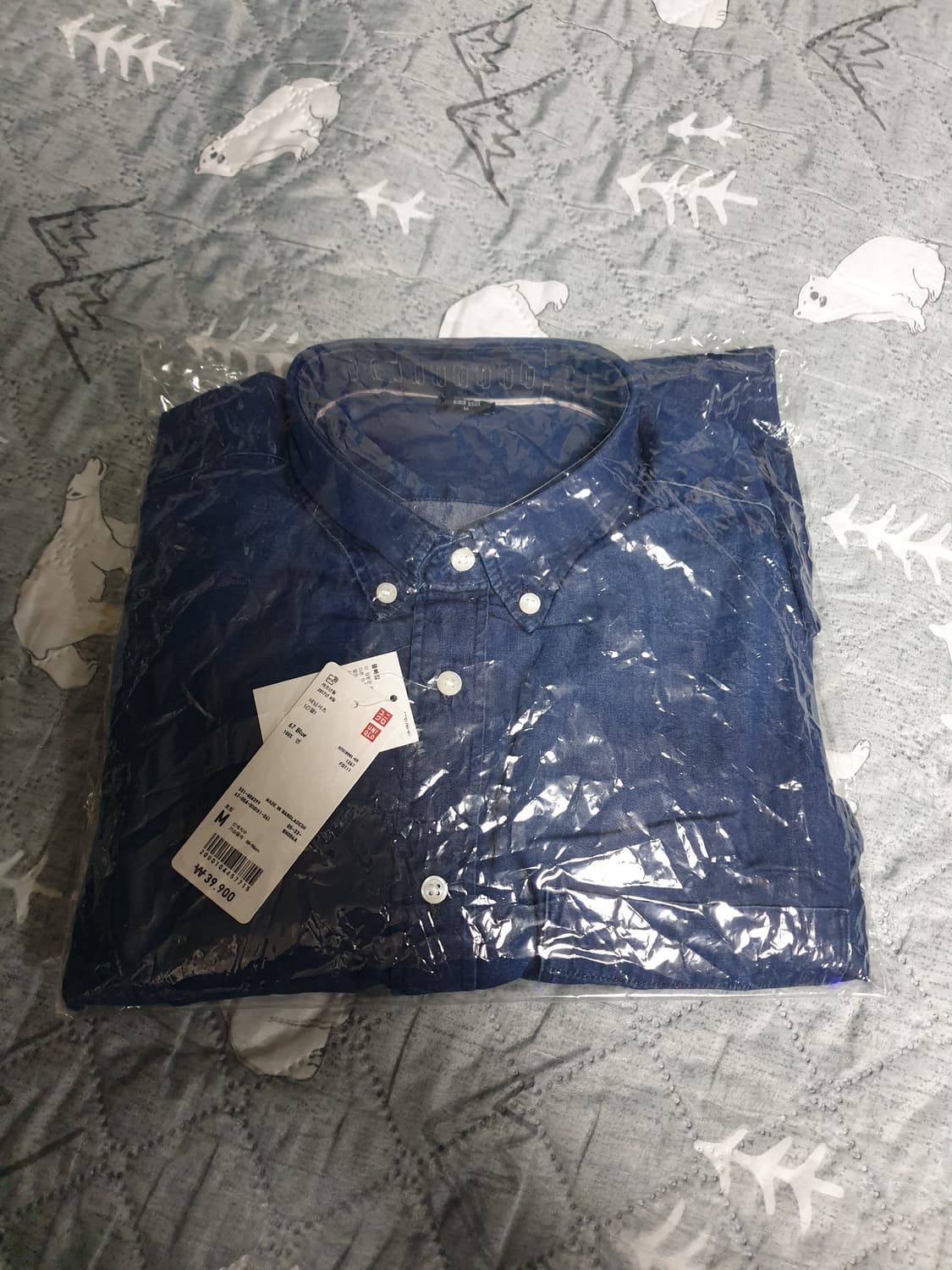 (새상품) 유니클로 데님셔츠 블루 (M) 상품이미지1