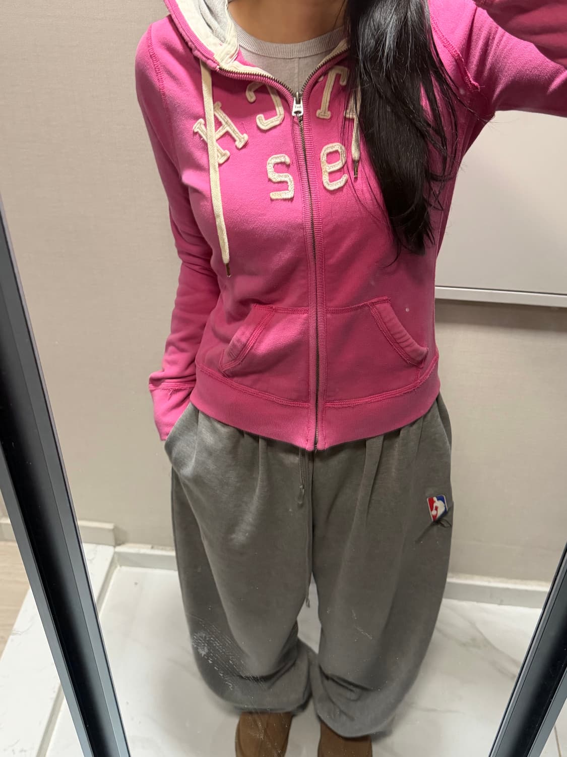 아베크롬비 핑크 후드집업 m 상품이미지1