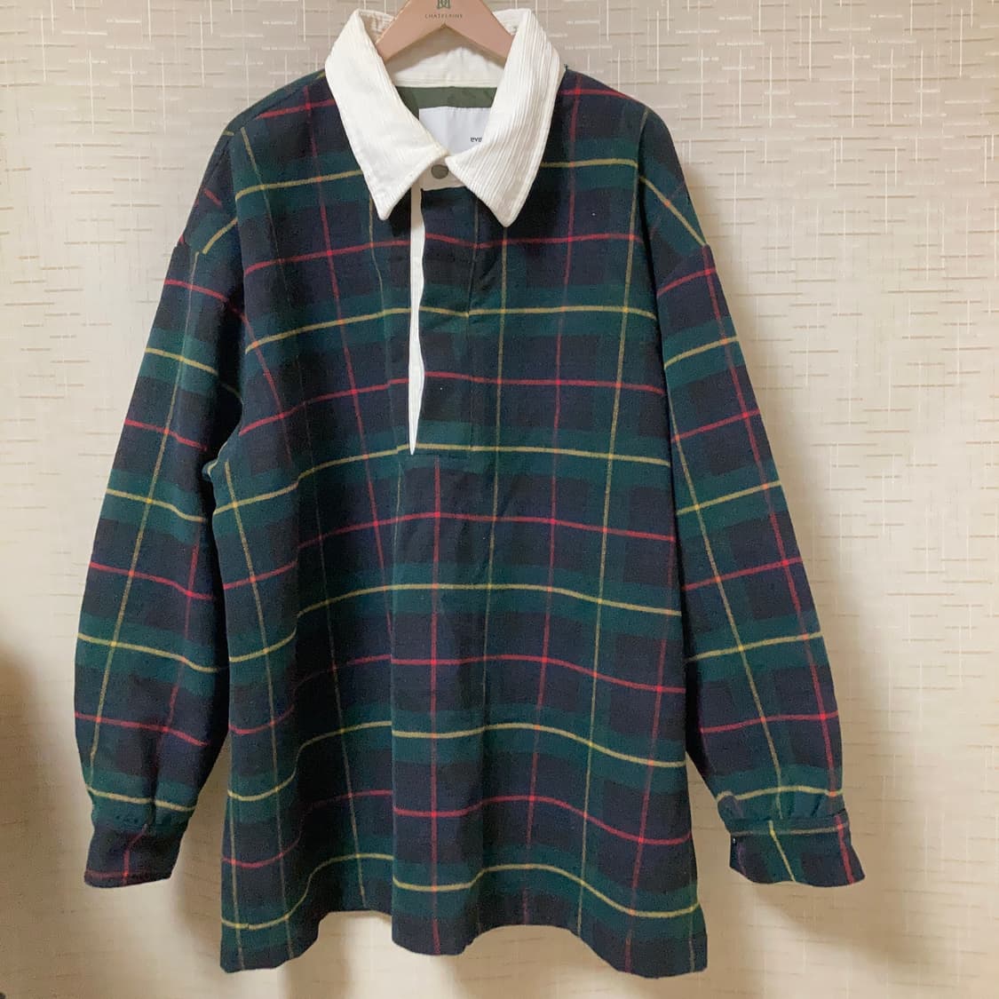 Evistub긴팔 루즈핏 셔츠  체크 폴로 셔츠 상품이미지3