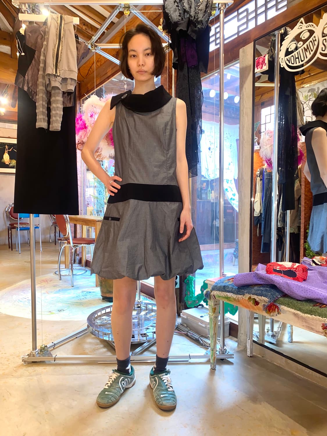 [Cache Cache] 90s 오피스 사이렌 벌룬 헴 드레스 상품이미지2