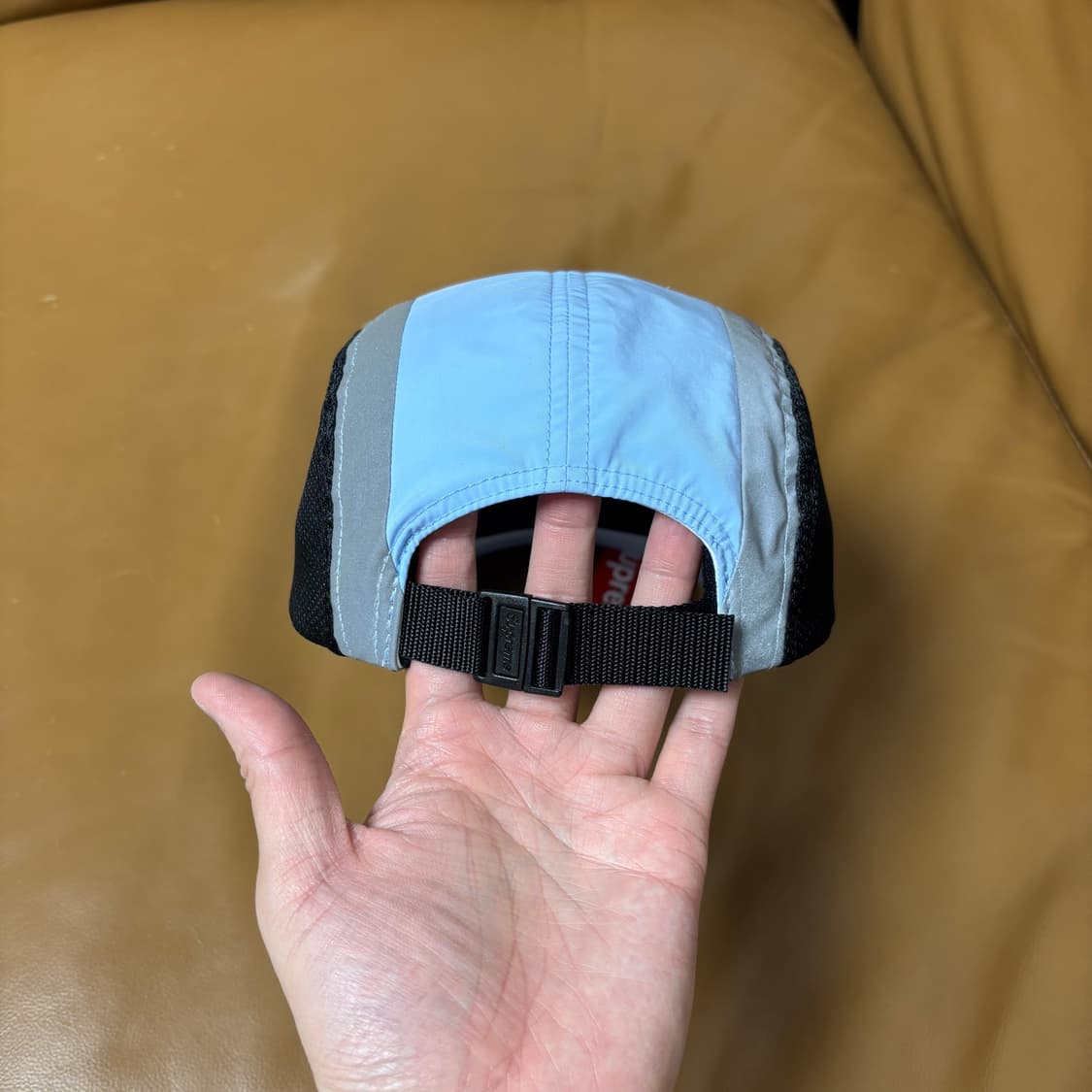 슈프림 캠프캡 모자 박스로고 사이드 메쉬 라이트 블루 상품이미지6