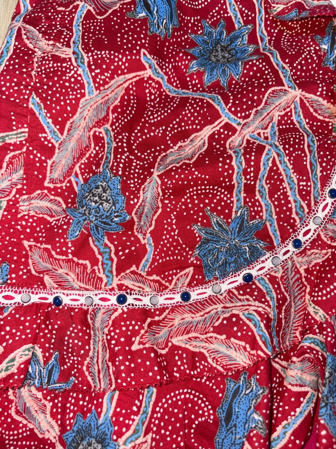 이자벨마랑 레드 플로럴 비즈 스커트 상품이미지3