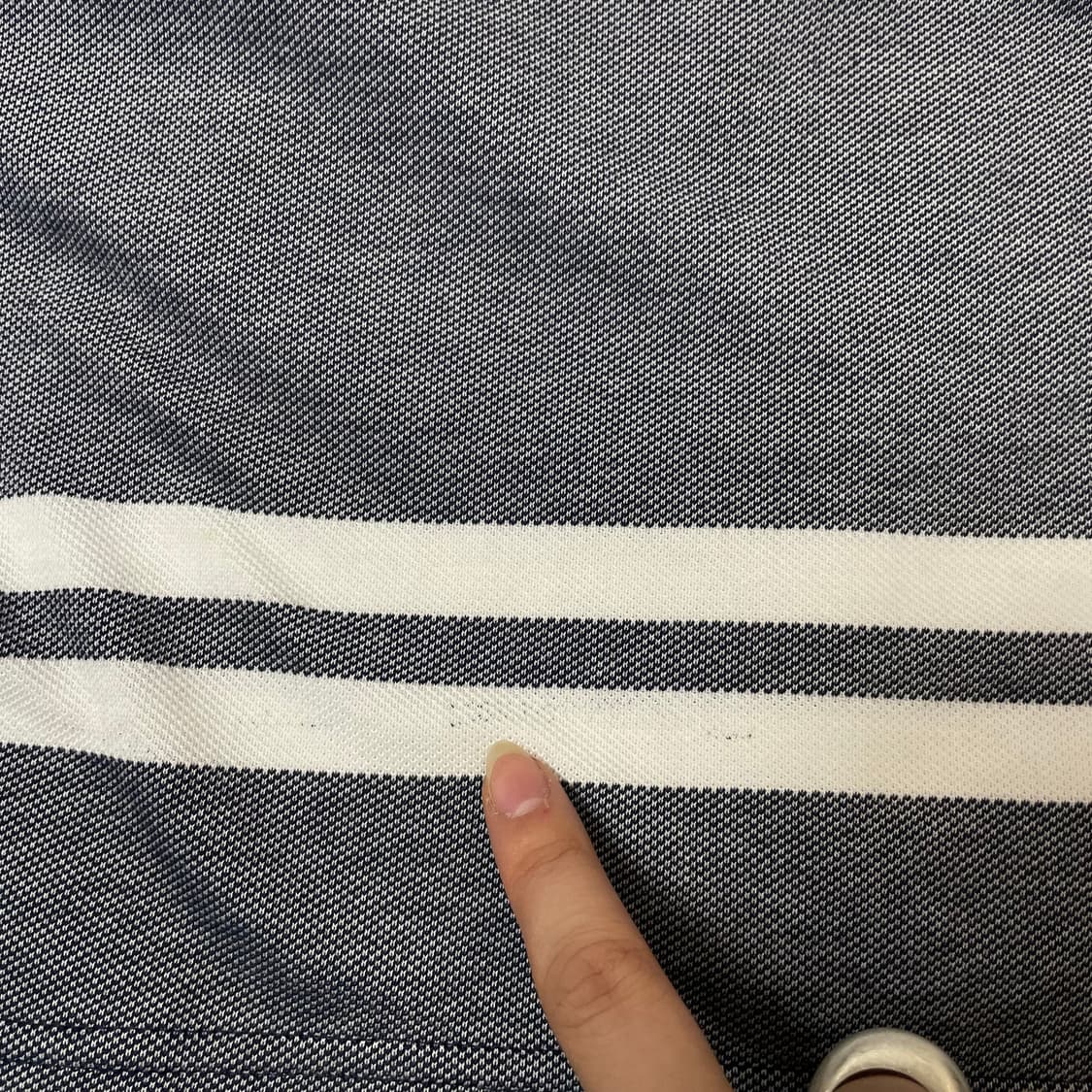 라코스테 그레이 화이트 단가라 카라 반팔 티셔츠 레귤러핏 M 상품이미지6