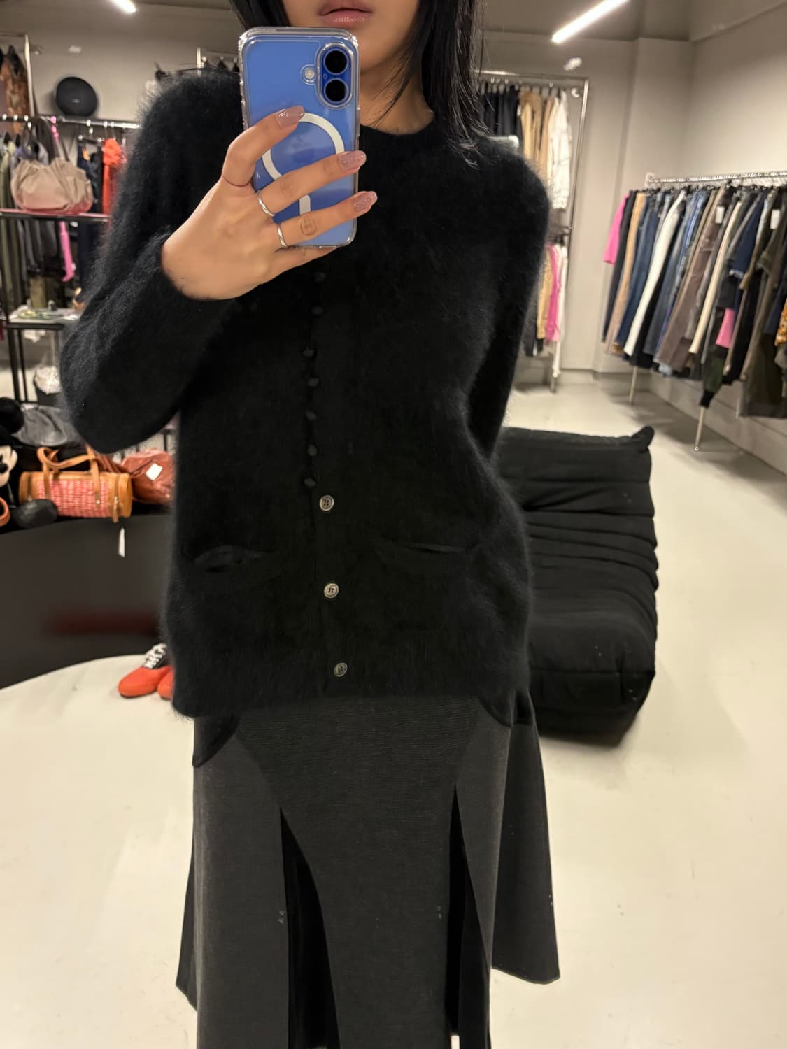 SACAI LUCK angora pleated cardigan  상품이미지1