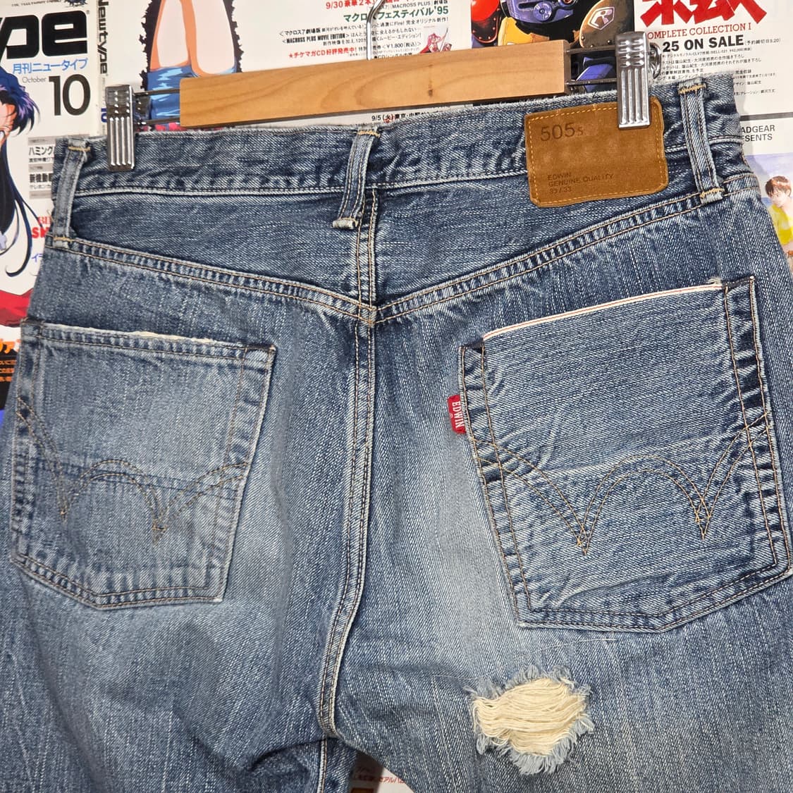 JPN 에드윈 505s 연청 데미지 데님 팬츠 상품이미지3