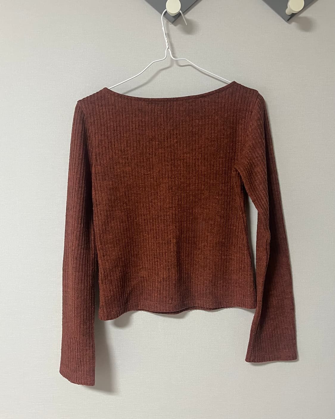 낫노잉 Slogan Long Sleeve Knitted Top(Brick 상품이미지6