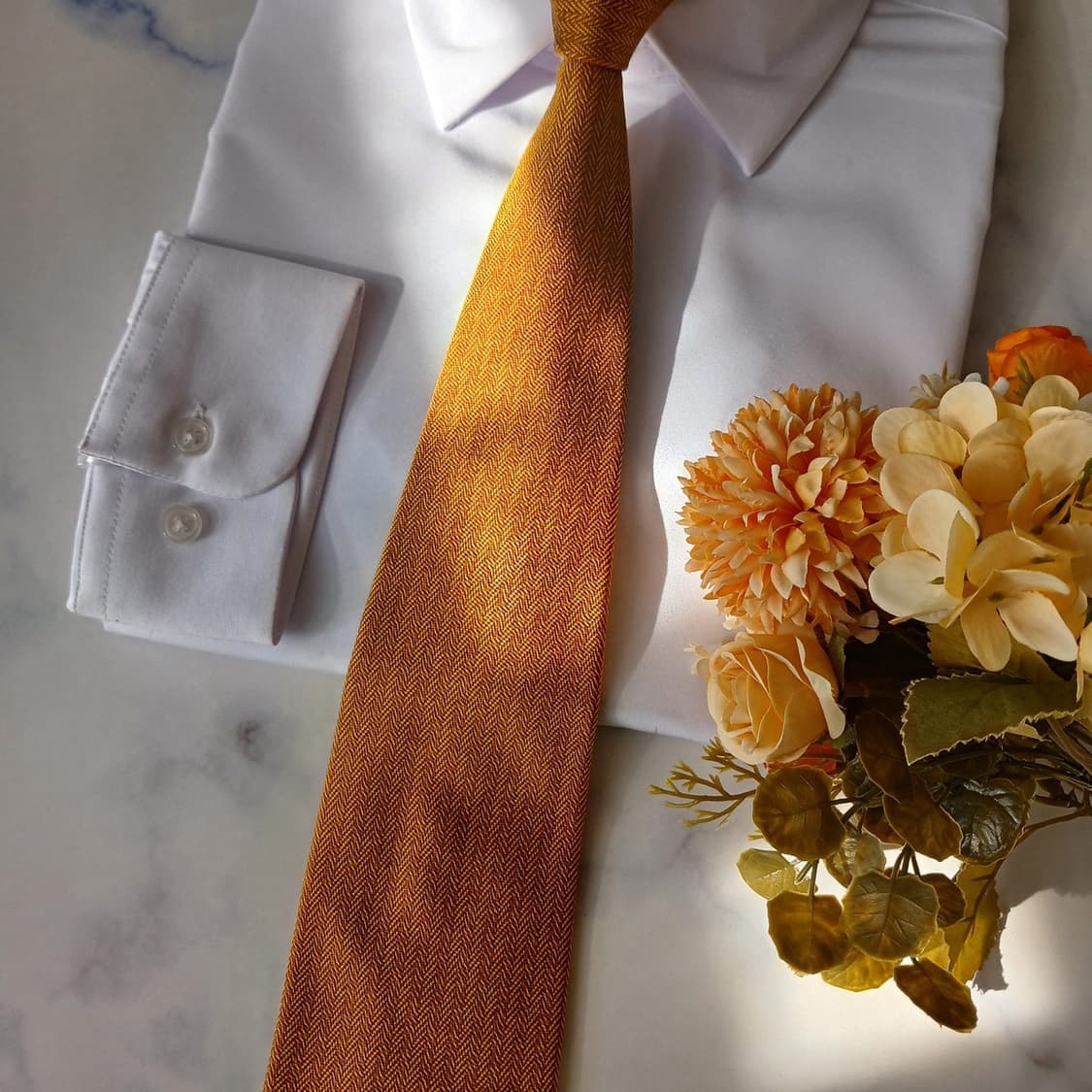 던힐 실크 브라운 헤링본 넥타이 9.7cm A+등급 A19679 상품이미지7