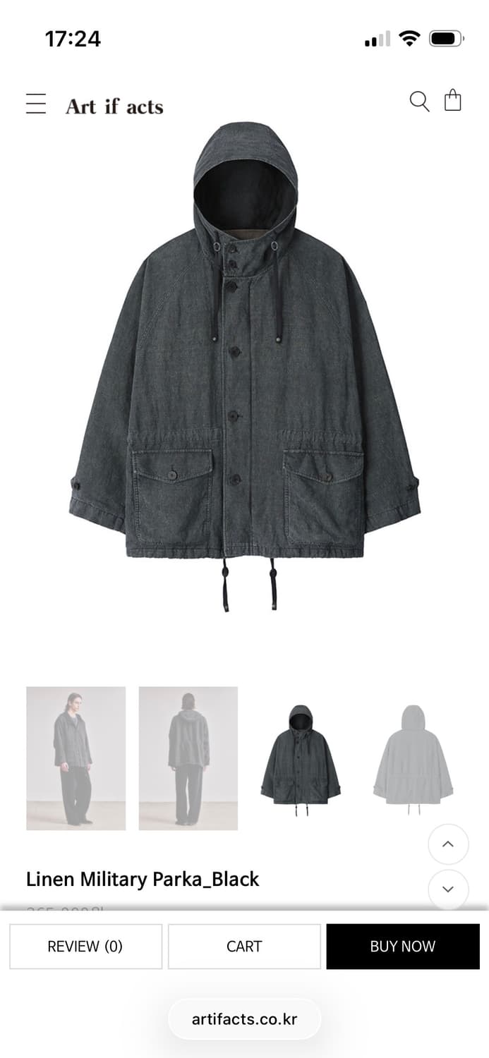 아트 이프 액츠 린넨 밀리터리 파카 블랙 구매합니다. 상품이미지1