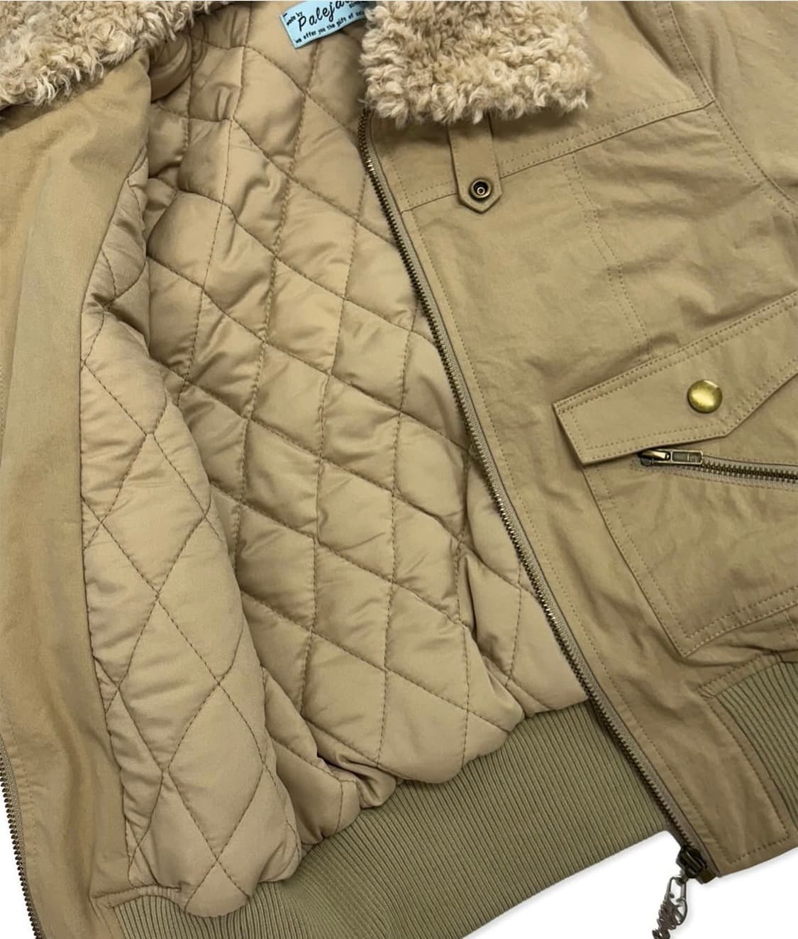 페일제이드 빈티지 코튼 패디드 봄버 점퍼 베이지 상품이미지4