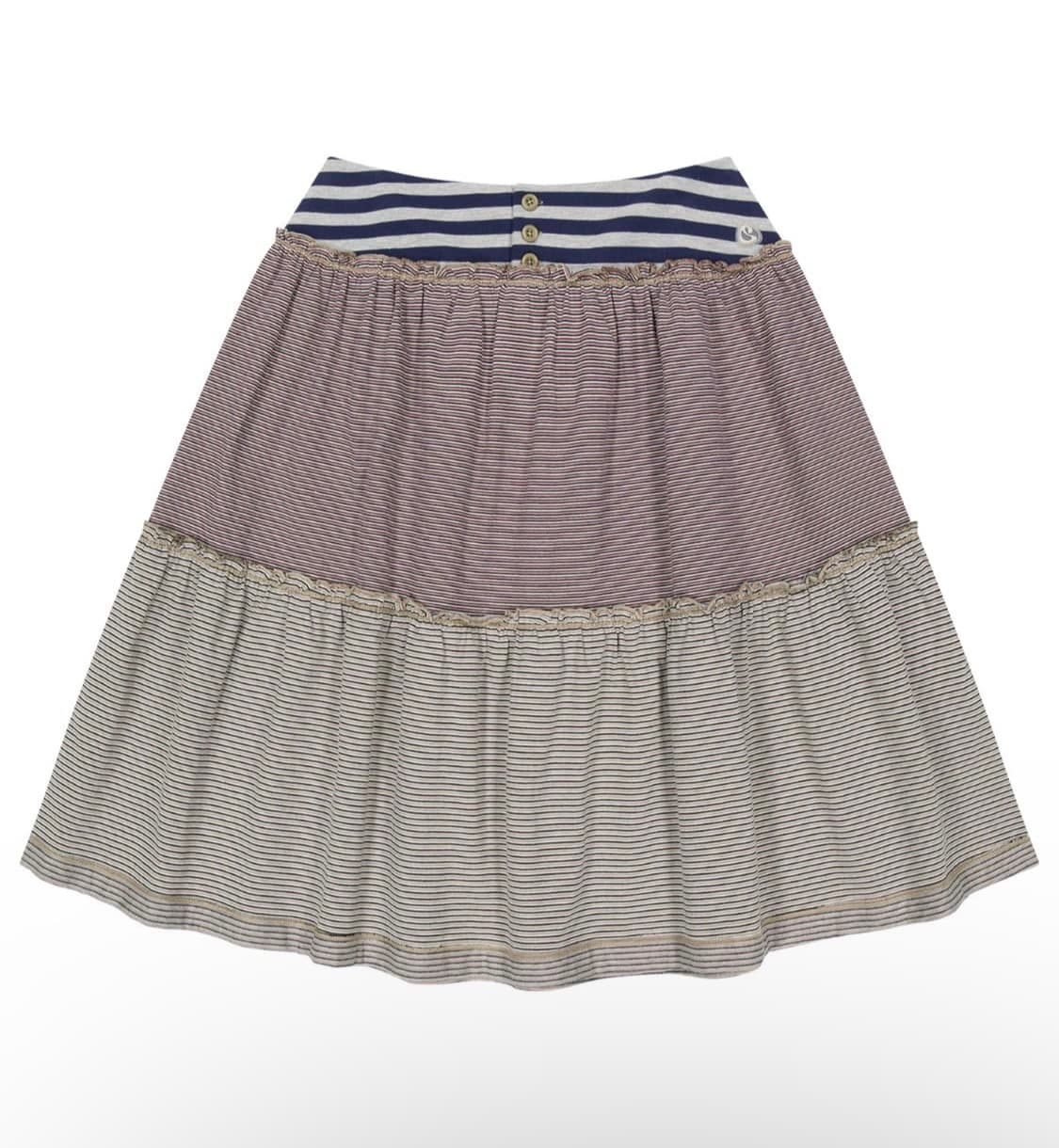 COLORED STRIPE MIDI SKIRT GRAY BEIGE 상품이미지1