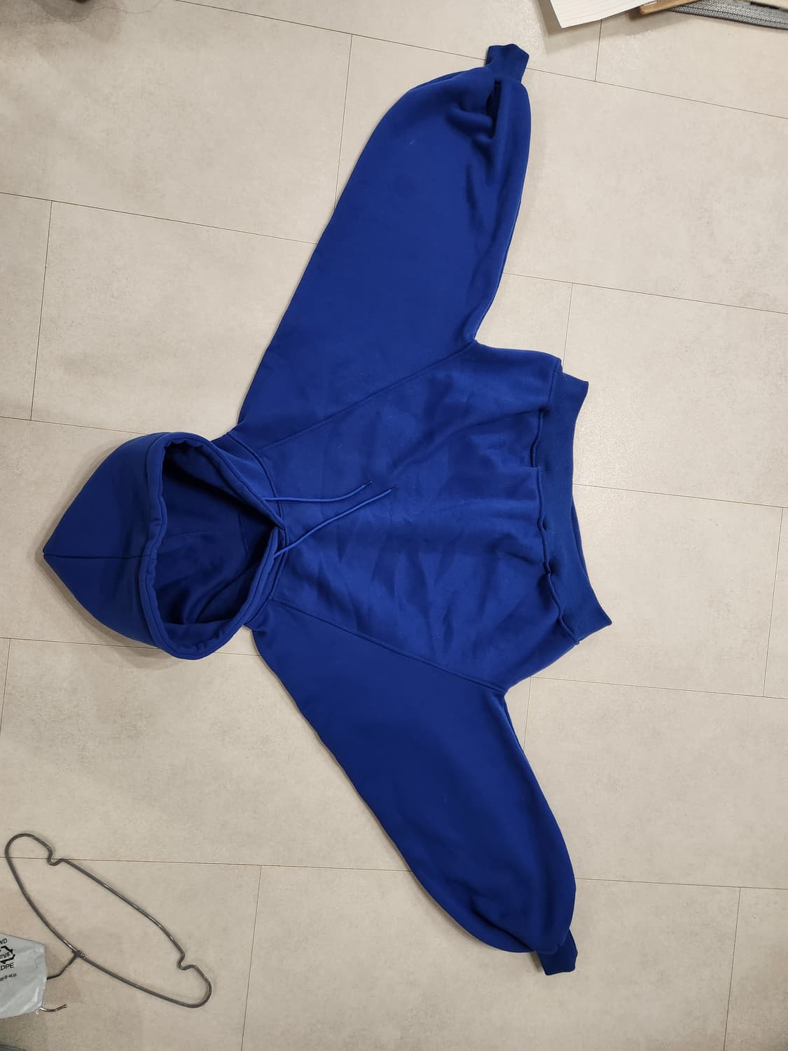 블루 기모후드크롭 상품이미지2