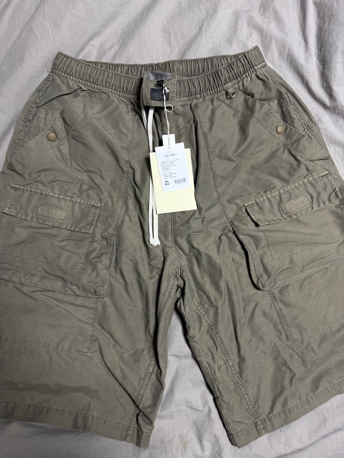 4) 폴리테루 1/2 프론트 카고 팬츠 그레이베이지 반바지 버뮤다 쇼츠 상품이미지1