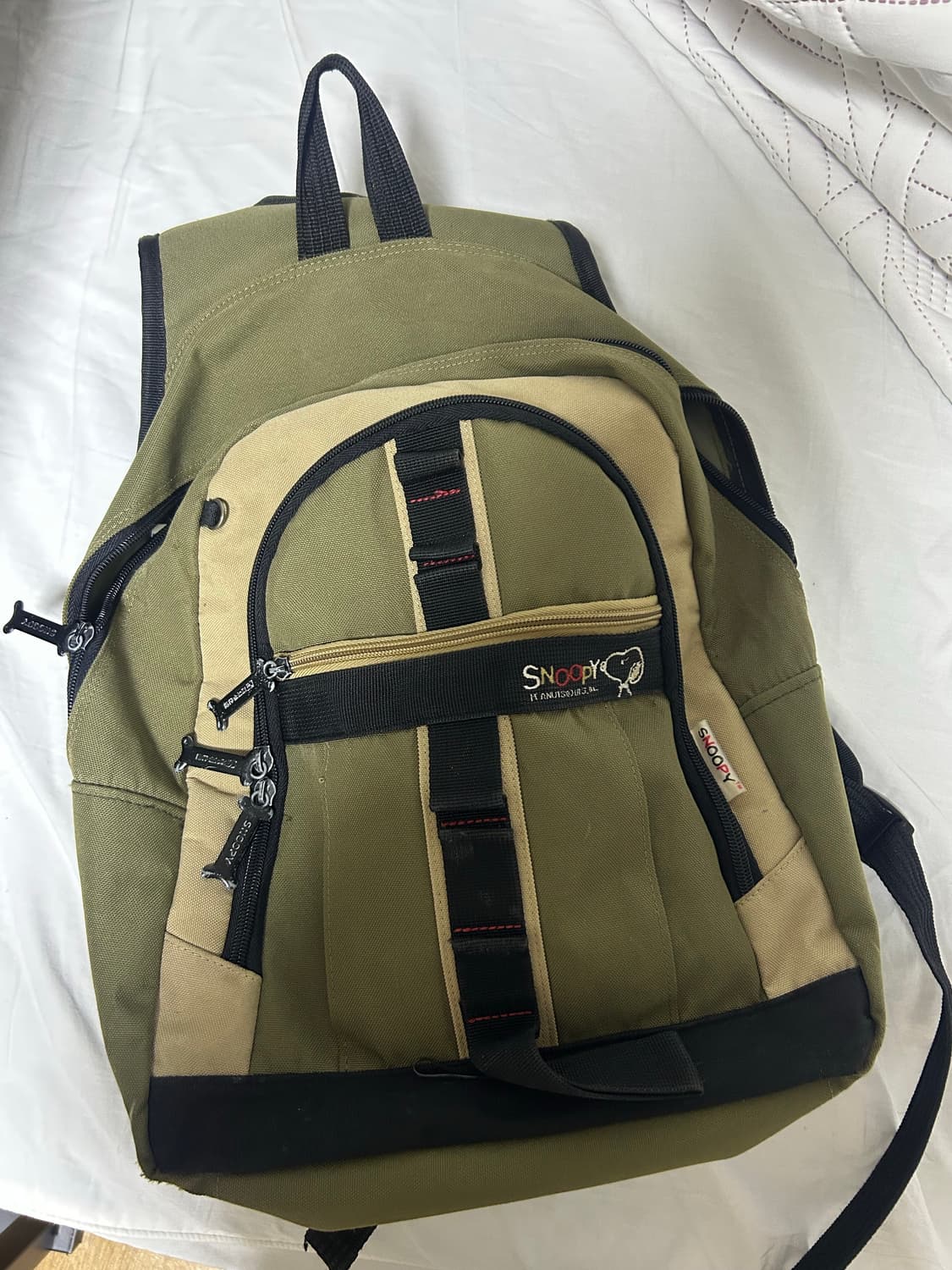 스누피 카키 빈티지 백팩 상품이미지1