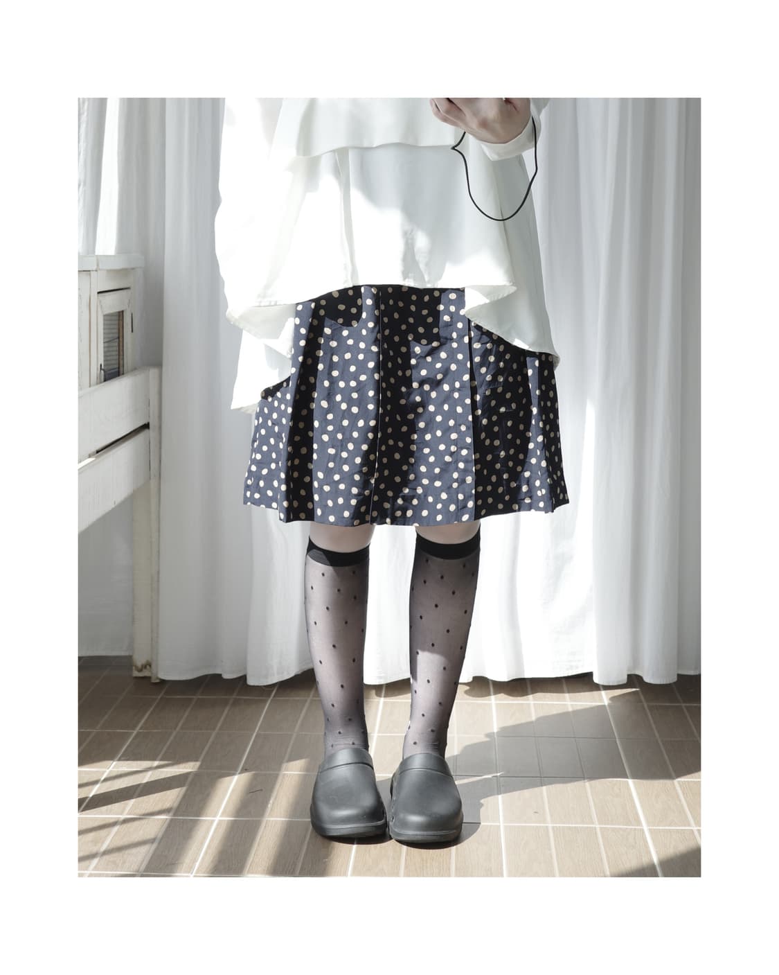 Comme ca ism navy dot skirt 상품이미지1