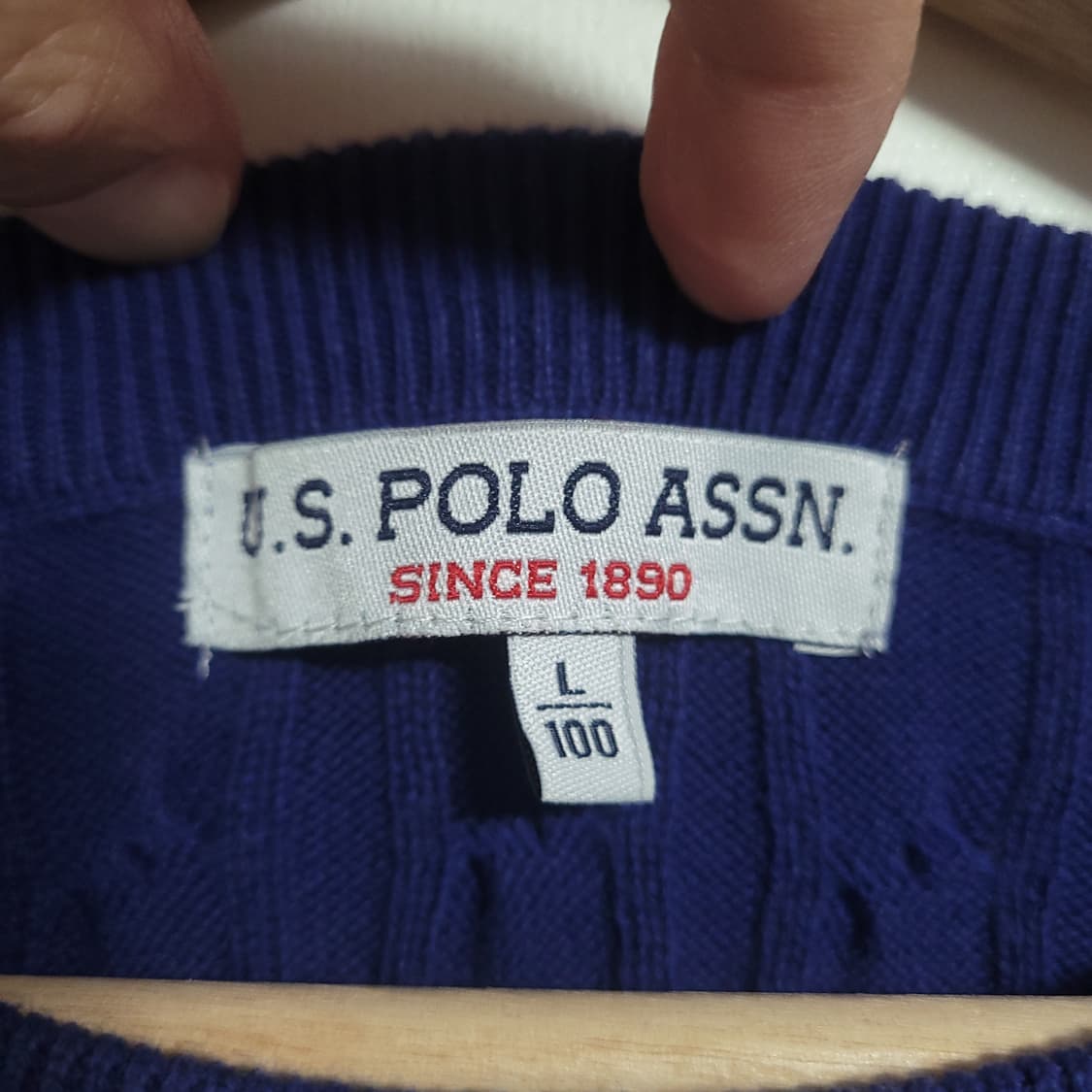 (100) U.S.POLO 폴로아센 꽈배기 니트 네이비 롱슬리브 상품이미지2