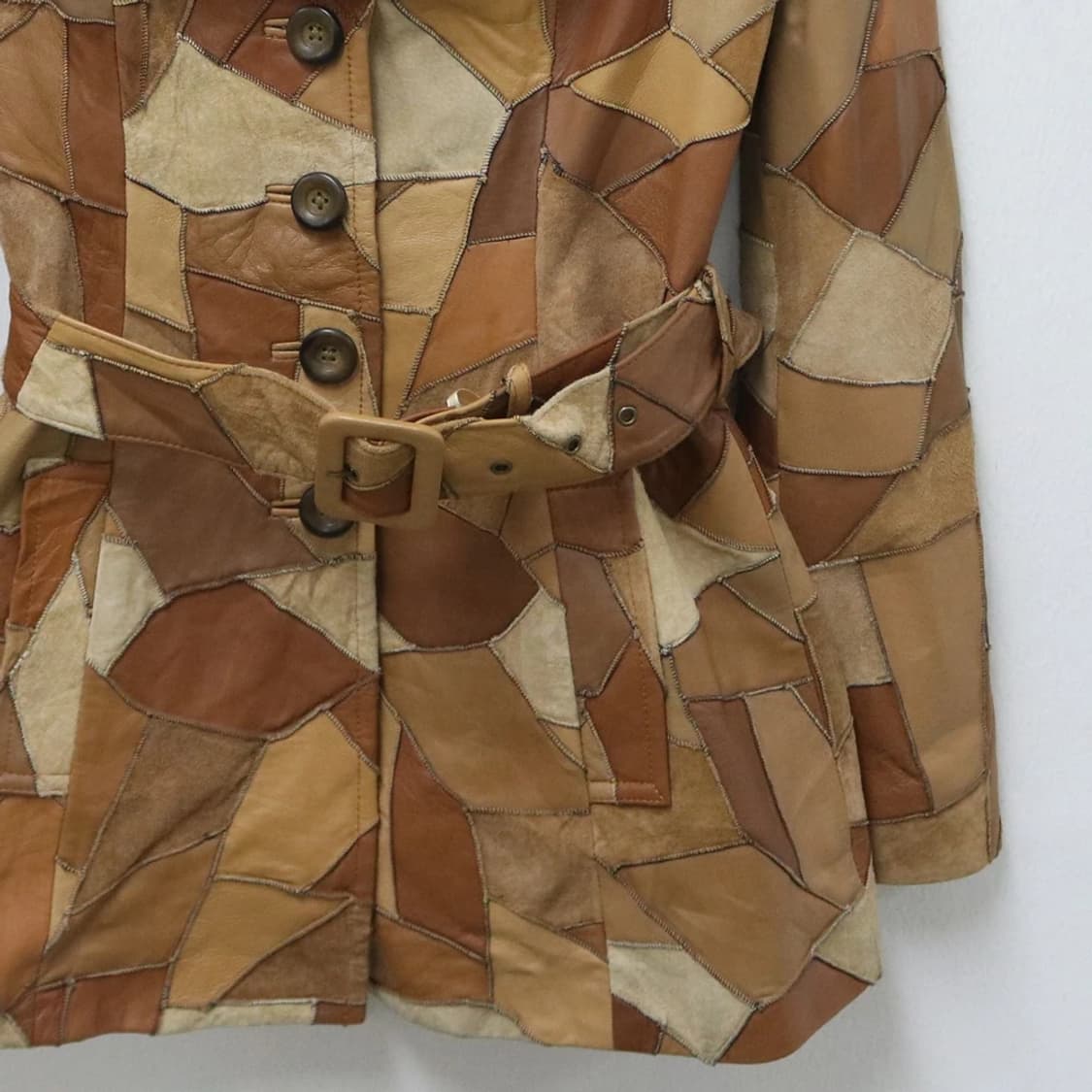 PINK PAPILLON 가죽 패치워크 벨트 자켓 62303 상품이미지4