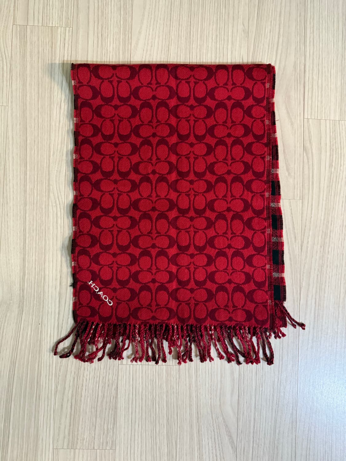 코치 레드 양면 머플러 상품이미지1