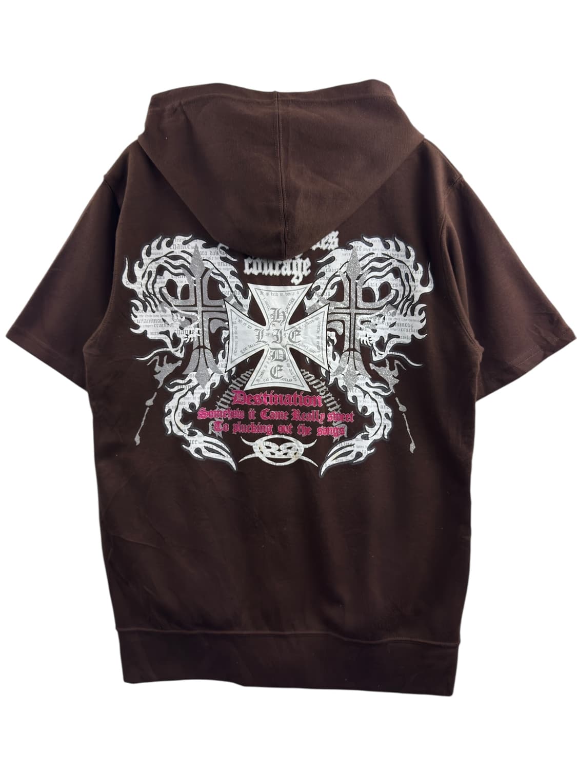 JPN Y2K 브라운 드래곤 반팔 후드집업1180 상품이미지2