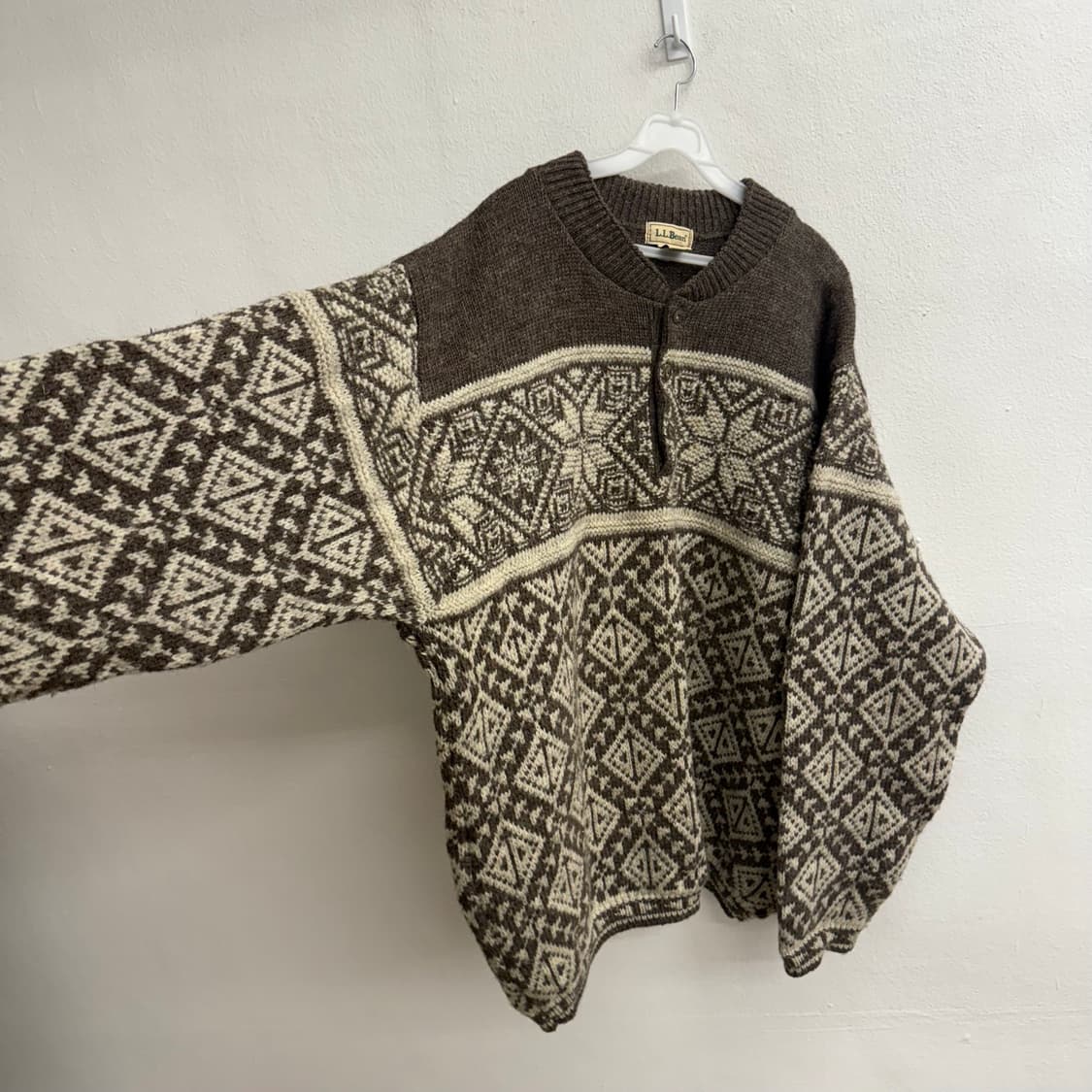 90S L.L.Bean 엘엘빈 퓨어 울 노르딕 레어 니트 XL 상품이미지2