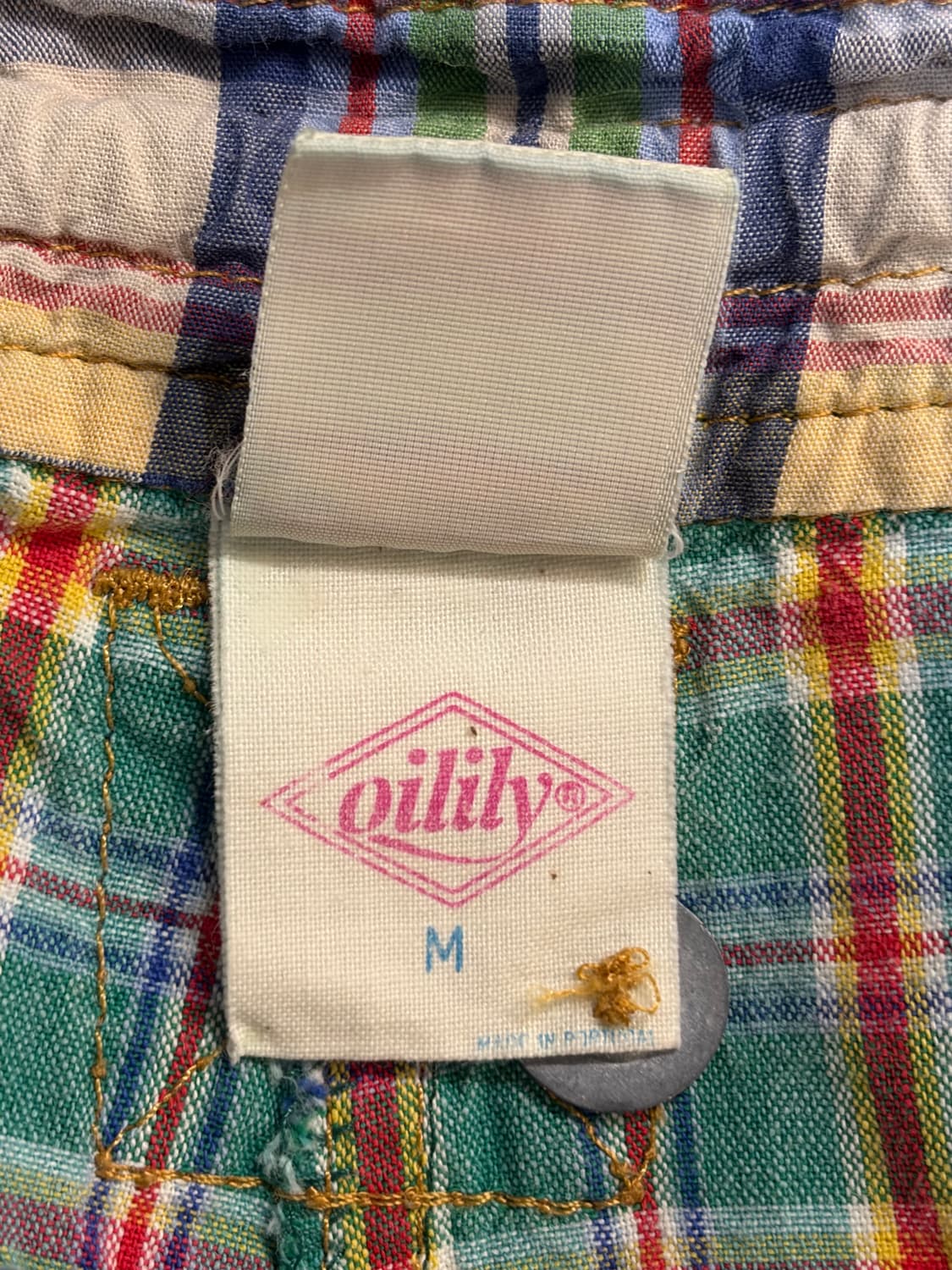 [M] 오일릴리 빈티지 체크 배색 반바지 그린 멀티 쇼츠 4.5 상품이미지6