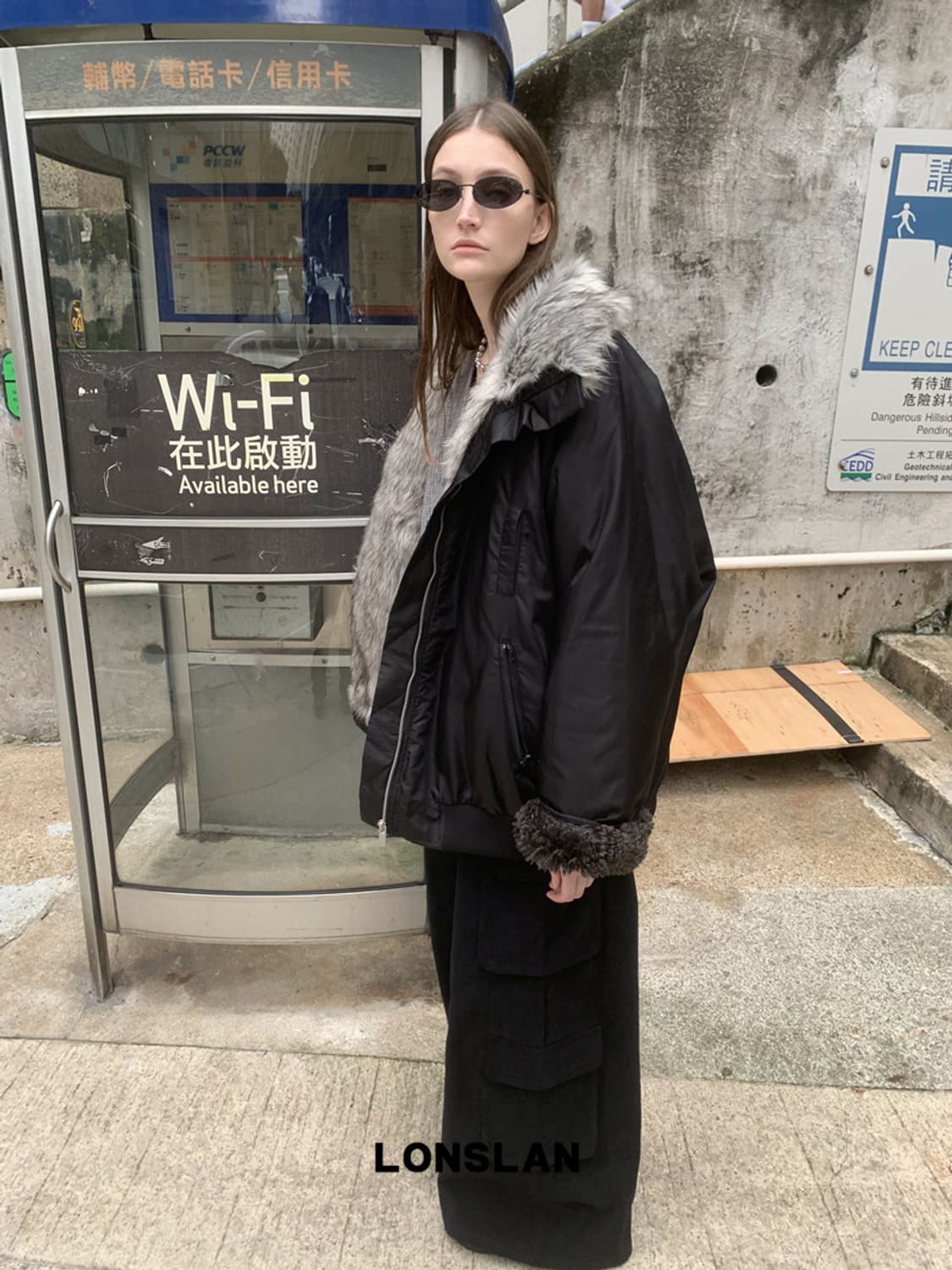 lonslan 하이넥 리버서블 퍼자켓 lamb wool 상품이미지4