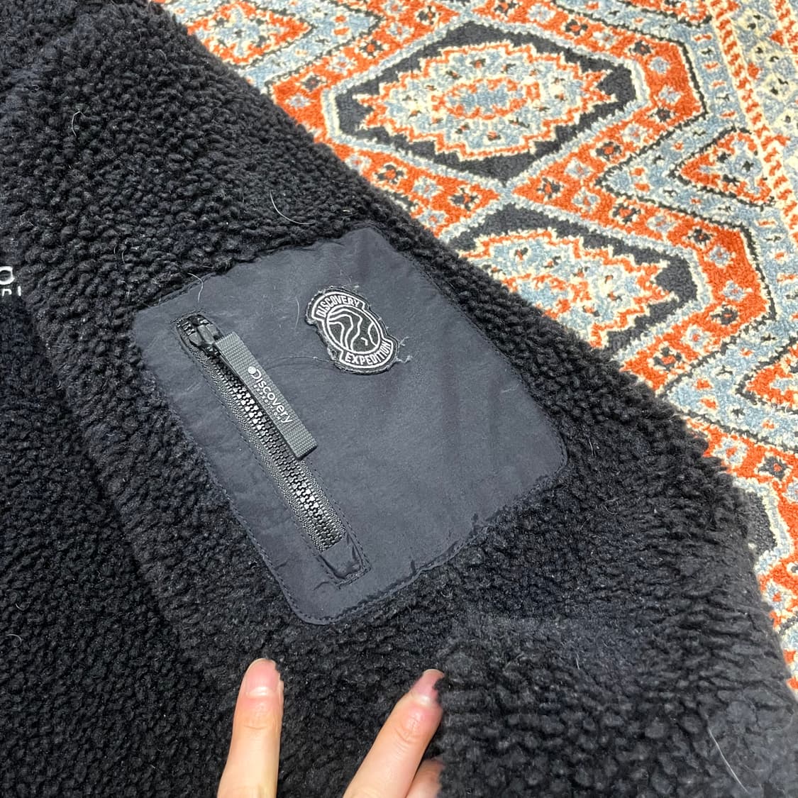 디스커버리 블랙 플리스 후드집업 남성L 상품이미지6