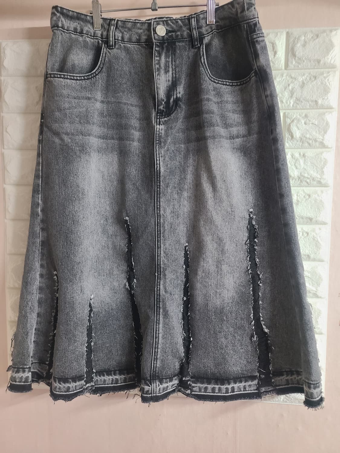 피플오브더월드 흑청 데미지 스커트(77) 상품이미지2