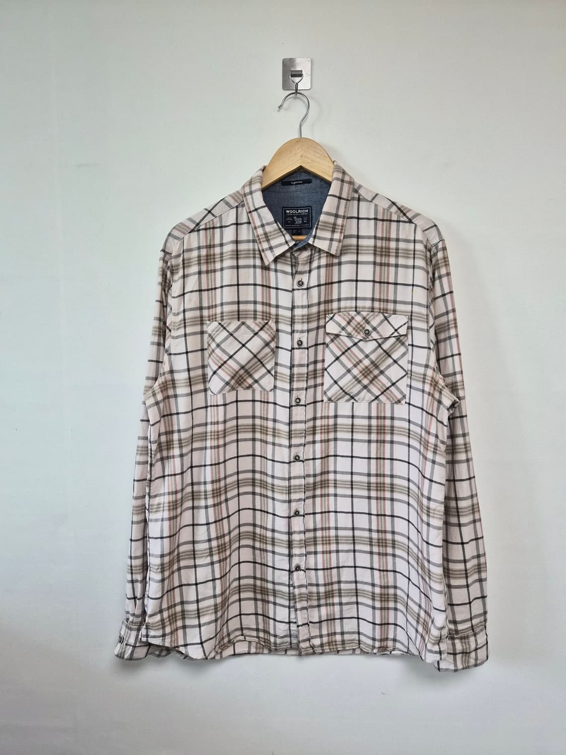 울리치WoolRich 베이지 투포켓 체크 셔츠 L - S437 상품이미지1