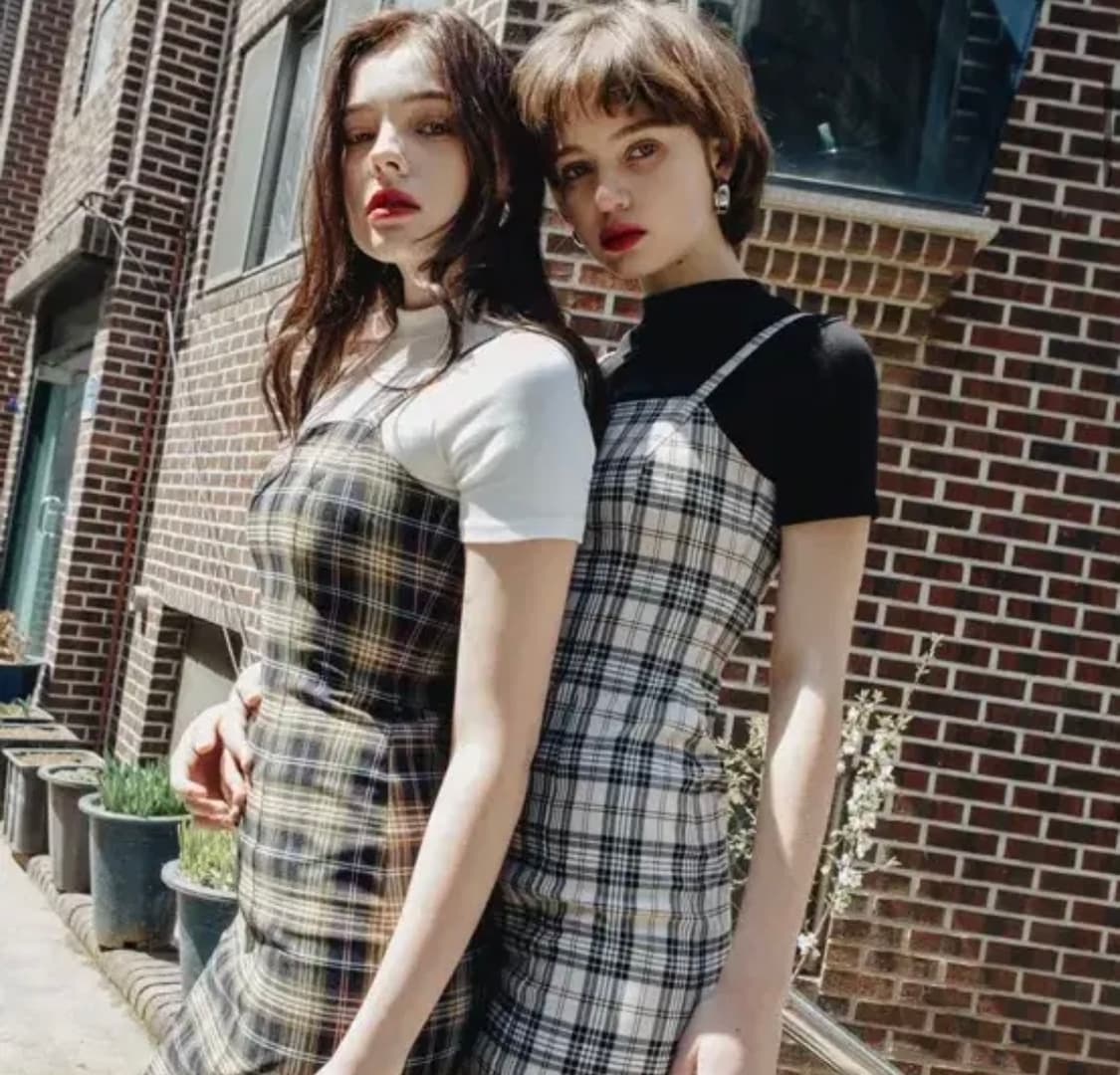 [무배] 믹스엑스믹스 하트클럽 체크 뷔스티에 원피스 상품이미지2