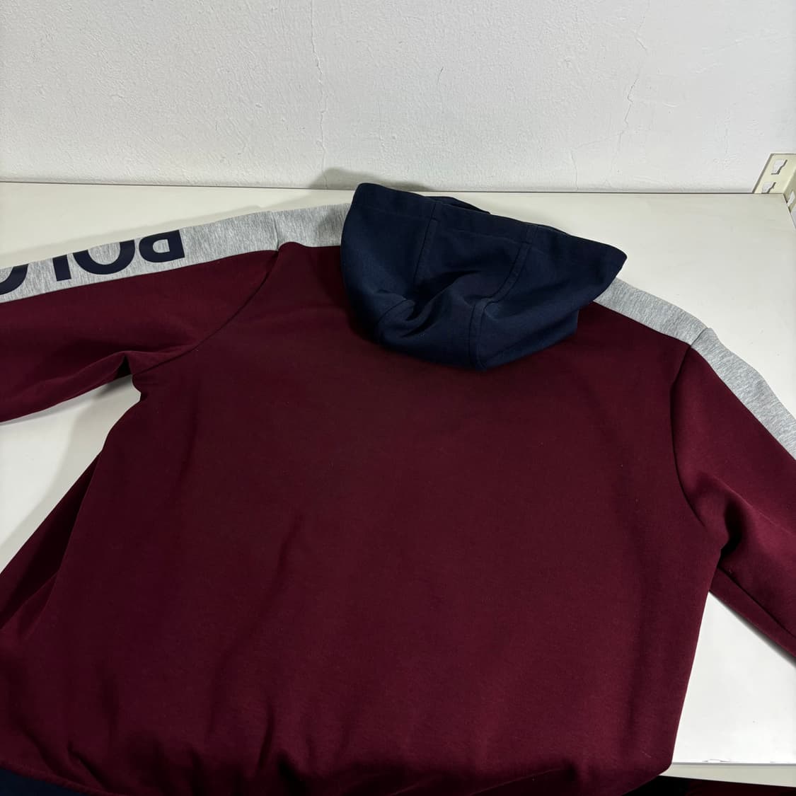 L 폴로 랄프로렌 버건디 레터링 후드집업 상품이미지4