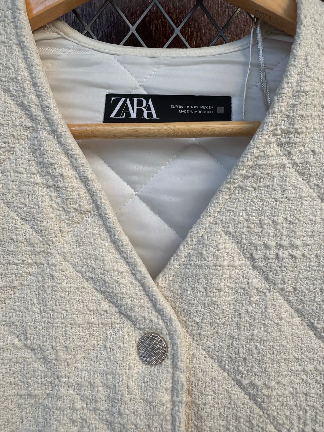 ZARA 자라 아이보리 노카라 퀼팅 자켓 S 상품이미지5