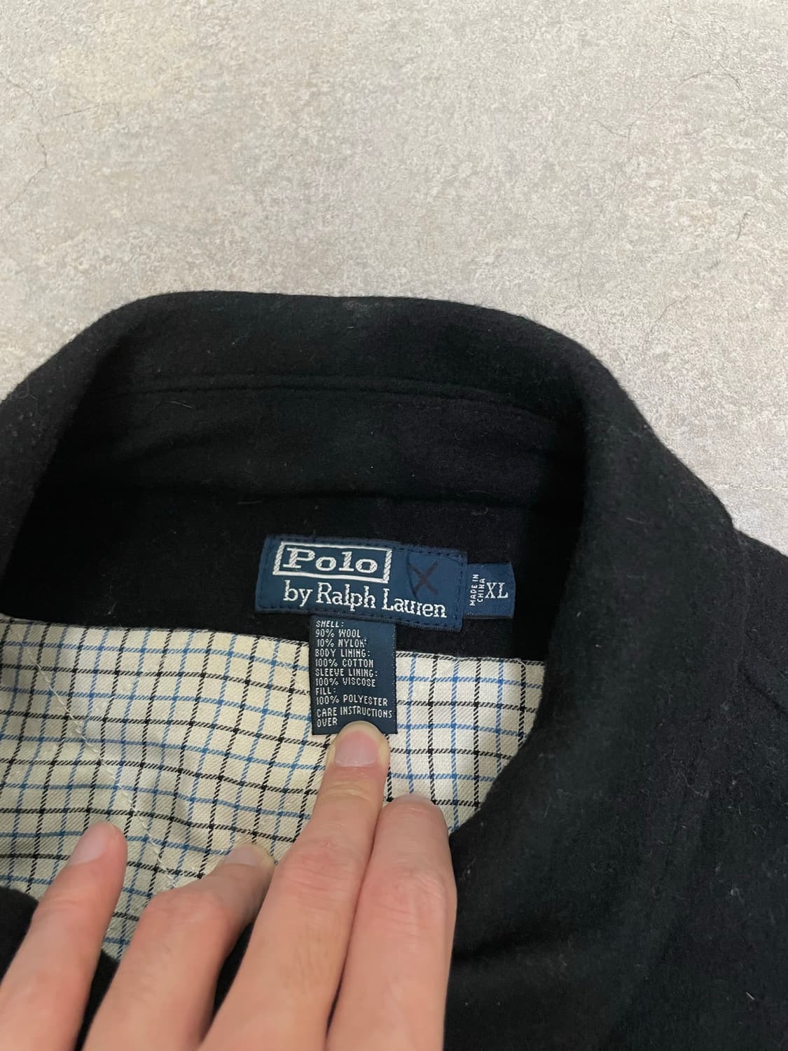 빈티지 폴로 랄프로렌 레더 트림 비조 발마칸 울 코트 상품이미지4